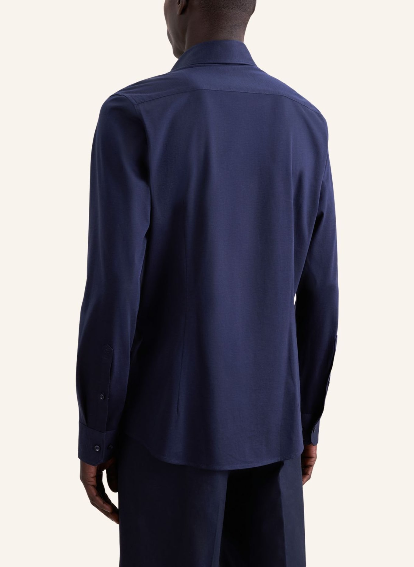 seidensticker Jerseyoverhemd, slim fit: DONKERBLAUW