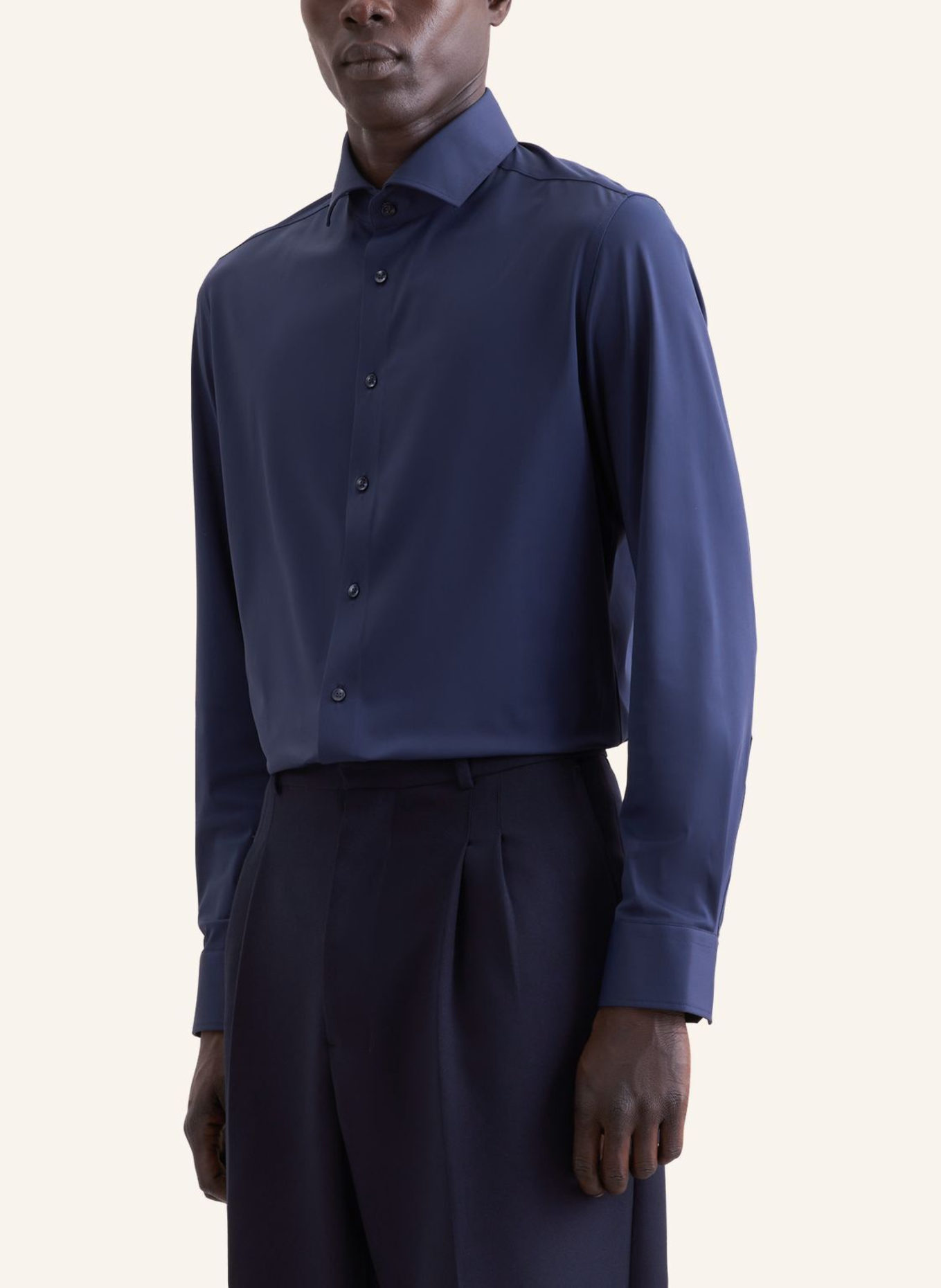 seidensticker Slim-Fit Performance Shirt: DARK BLUE