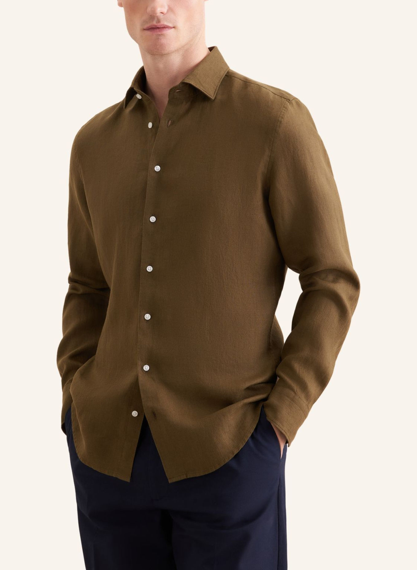 seidensticker Leinenhemd Slim Fit: GRÜN