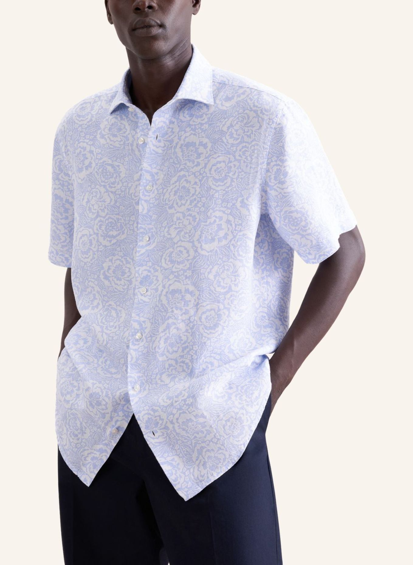 seidensticker Leinenhemd Regular Fit: HELLBLAU