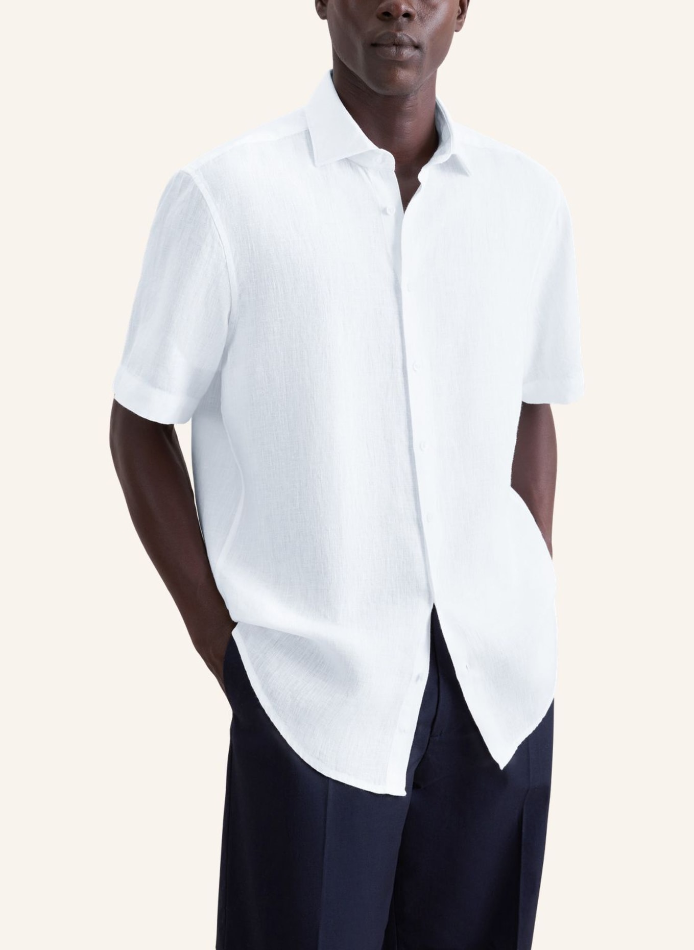 seidensticker Regular-Fit Linen Shirt: WHITE