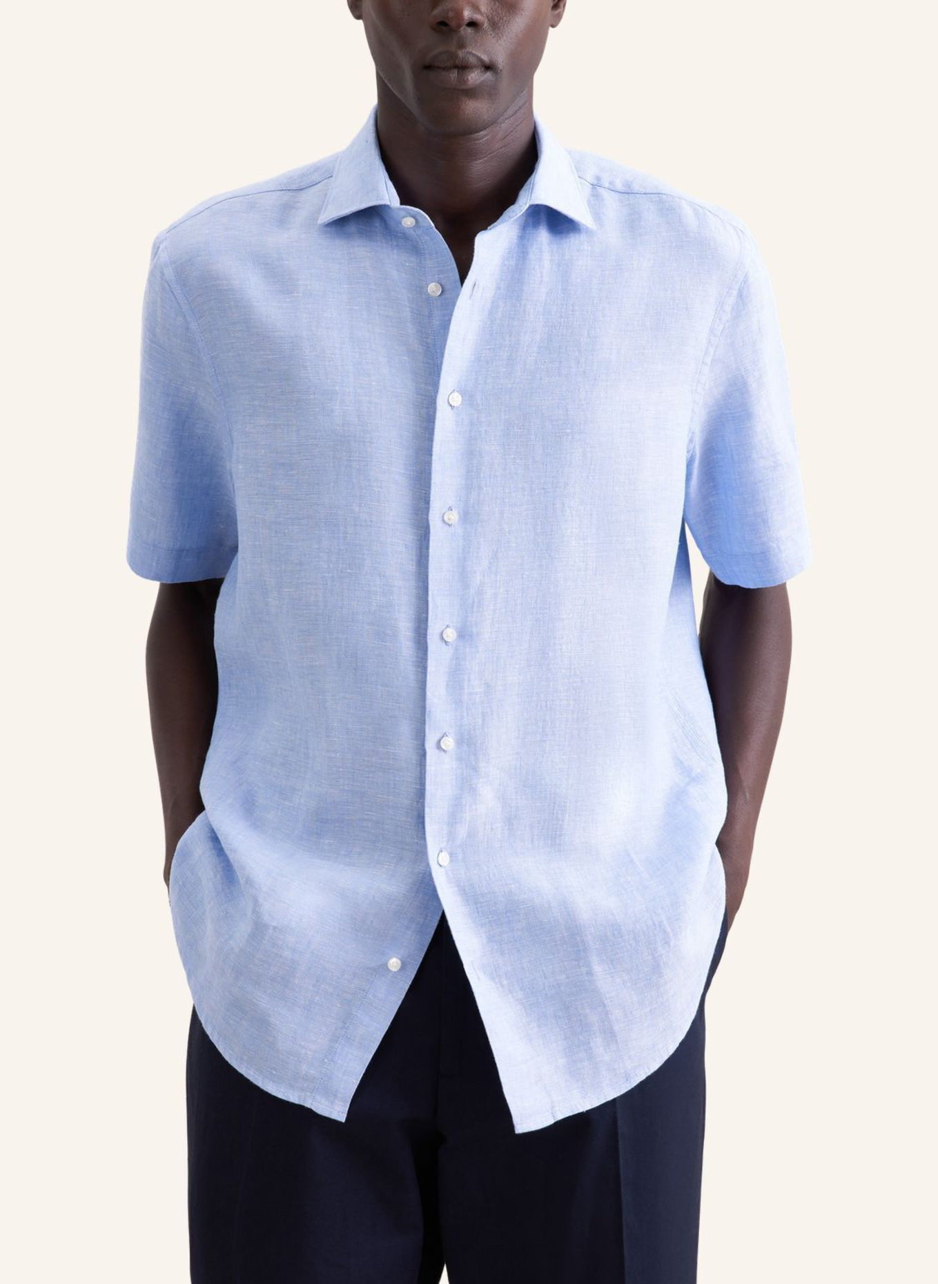 seidensticker Regular-Fit Linen Shirt: BLUE