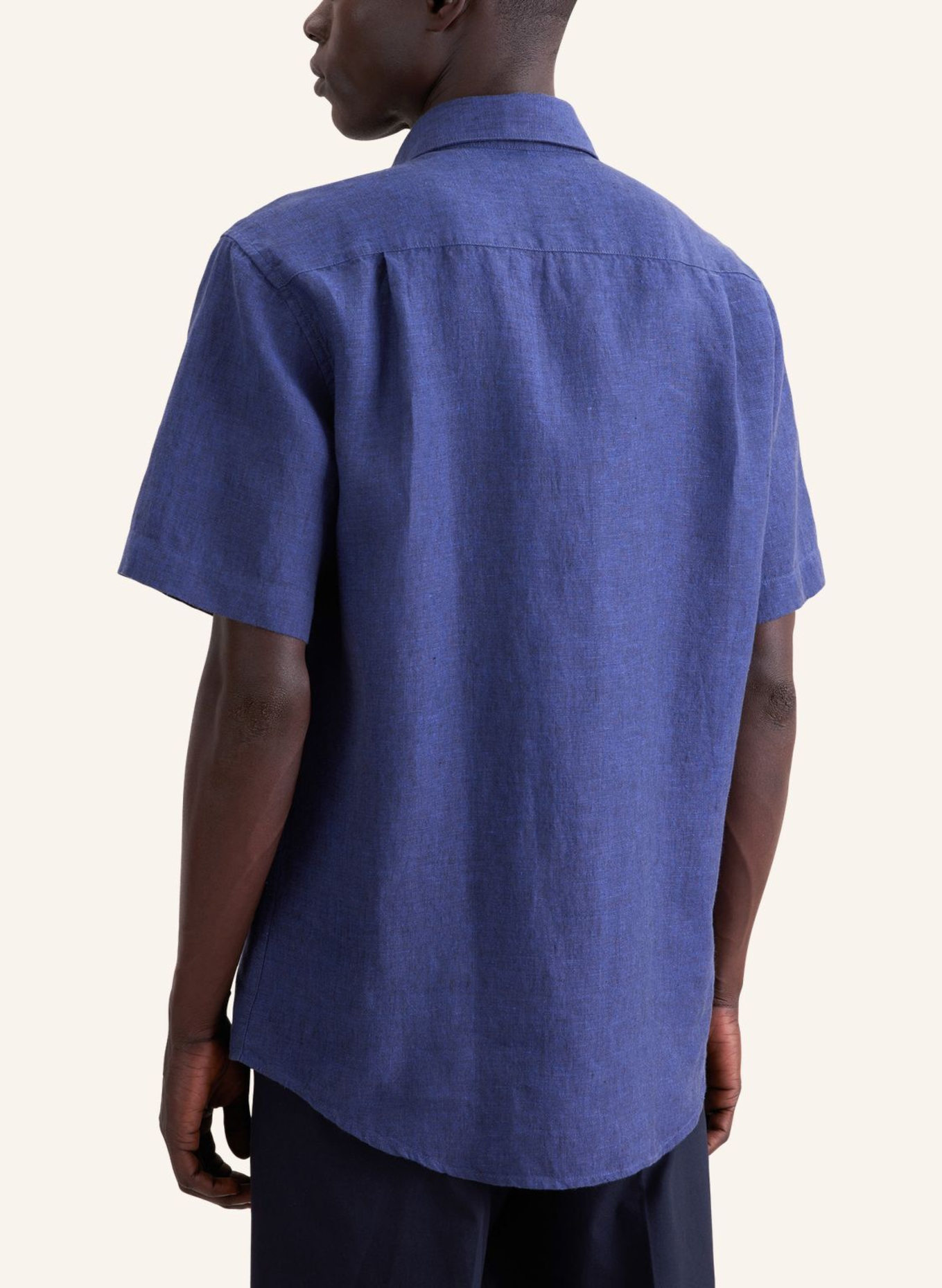 seidensticker Regular-Fit Linen Shirt: DARK BLUE