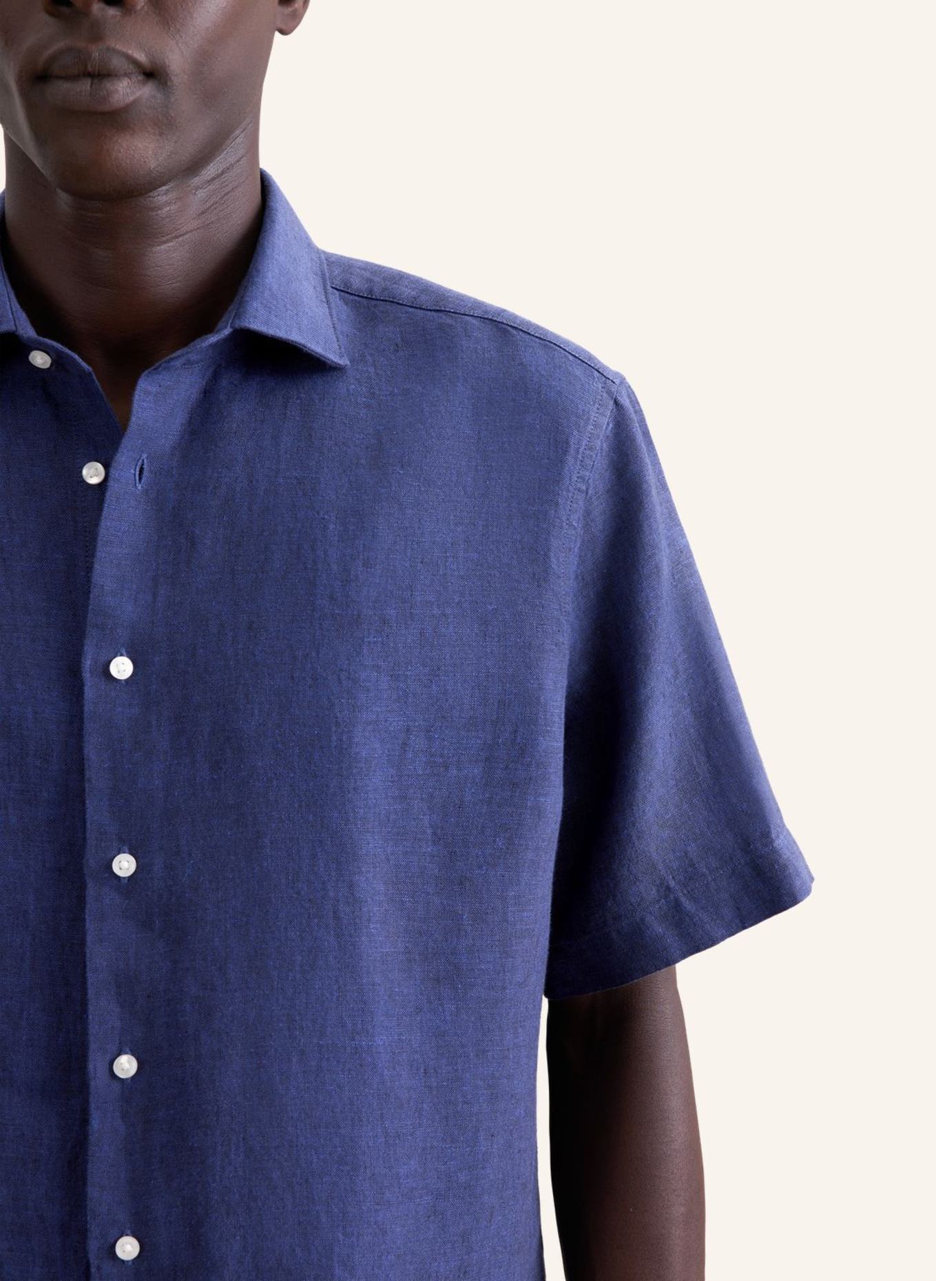 seidensticker Regular-Fit Linen Shirt: DARK BLUE