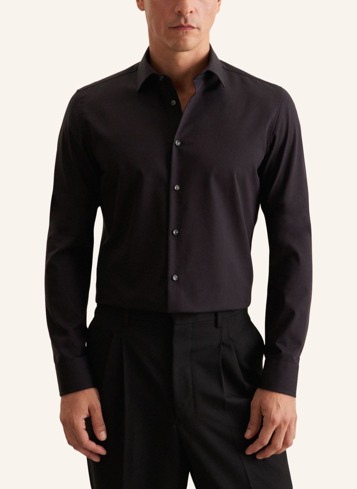 seidensticker Slim-Fit Business Shirt: BLACK
