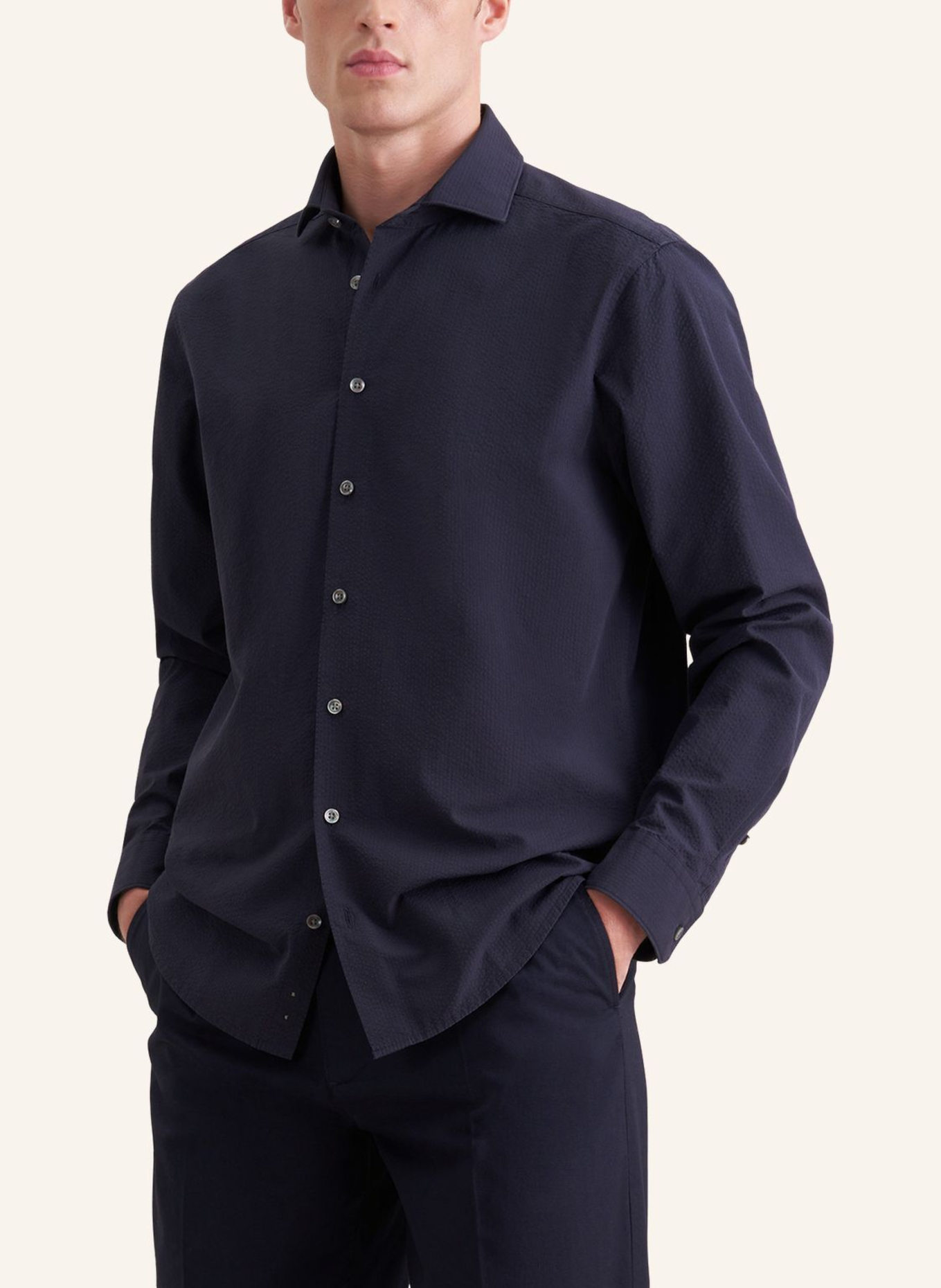 seidensticker Casual overhemd met normale pasvorm: DONKERBLAUW