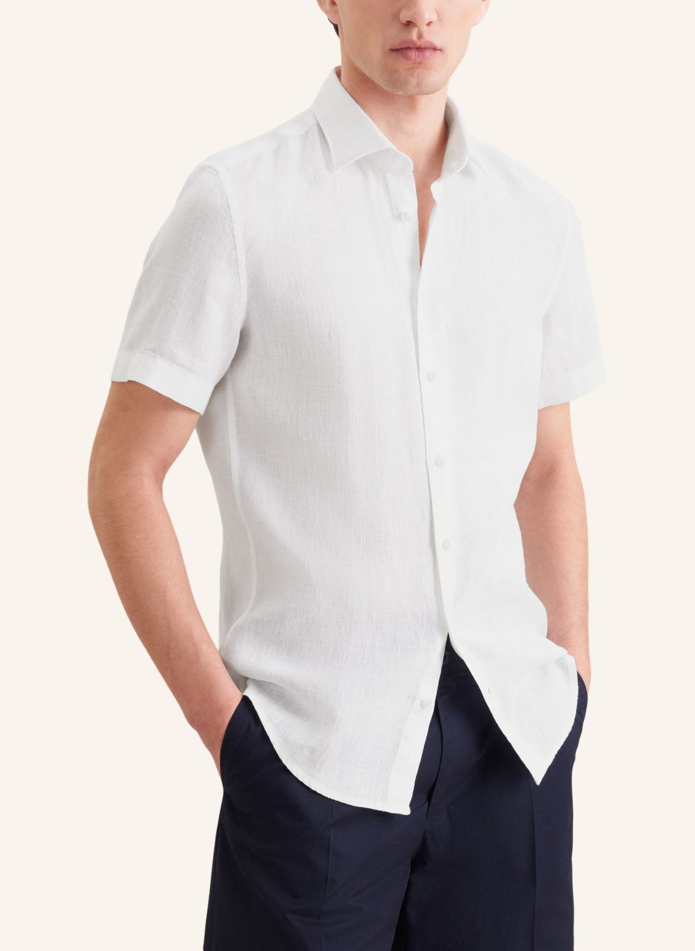 seidensticker Linen Shirt, Shaped Fit: WHITE