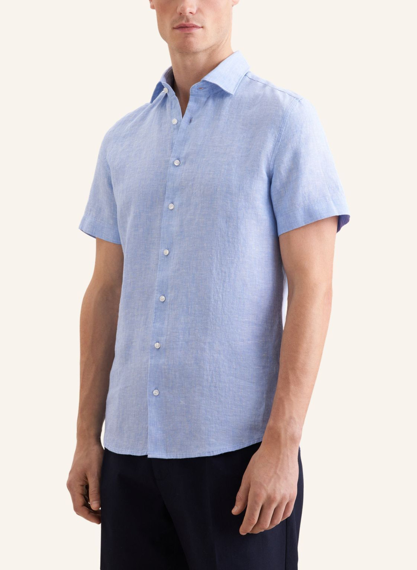 seidensticker Linen Shirt, Shaped Fit: BLUE