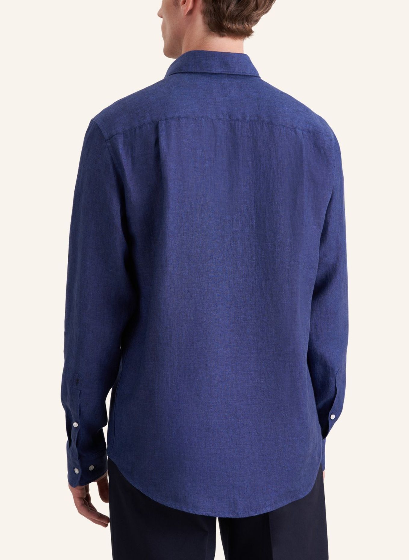 seidensticker Linnen overhemd met normale pasvorm: DONKERBLAUW
