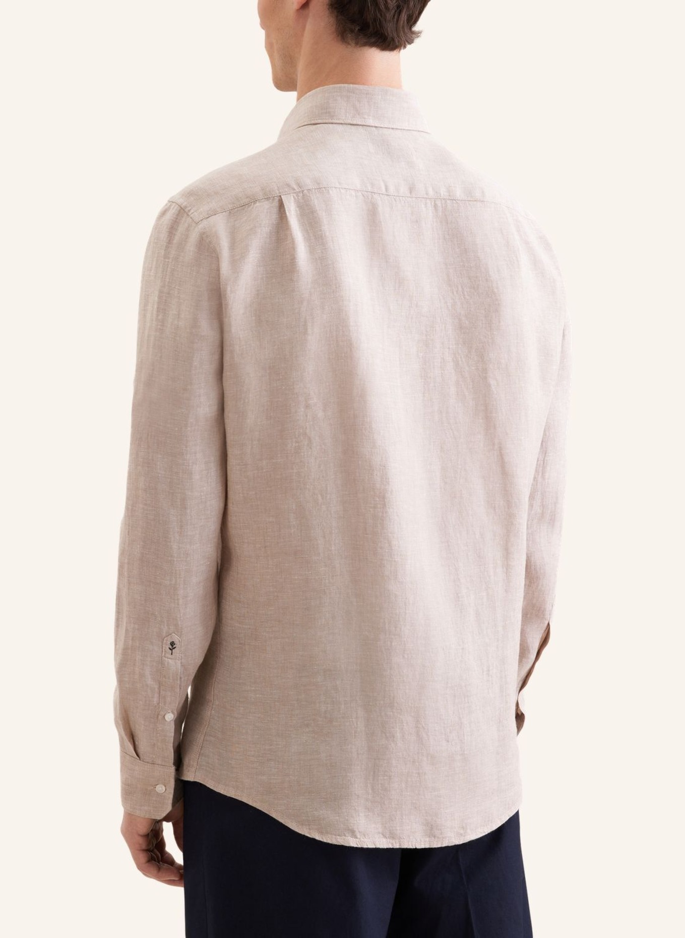 seidensticker Linnen overhemd met normale pasvorm: BEIGE