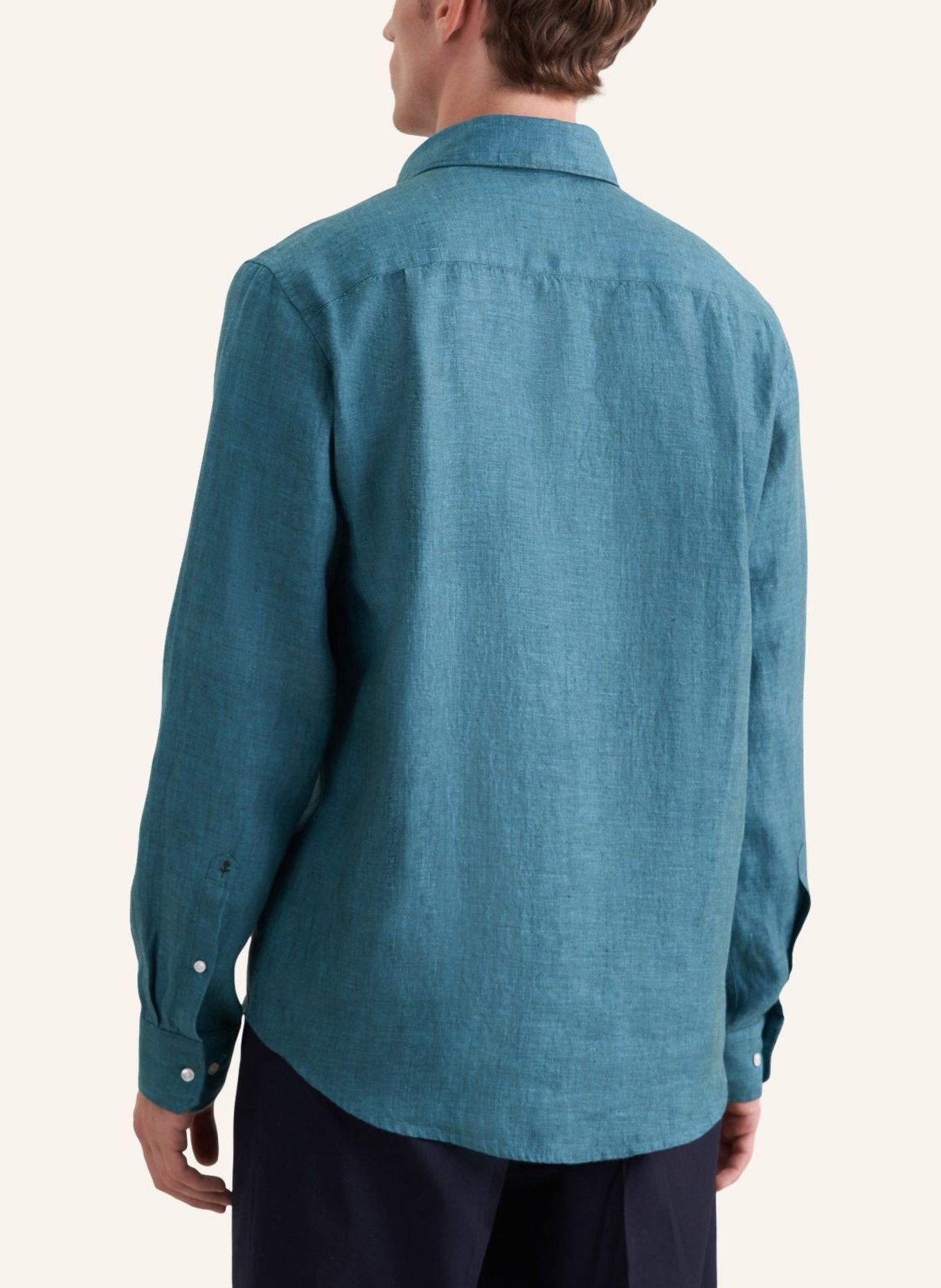 seidensticker Linnen overhemd met normale pasvorm: TURQUOISE