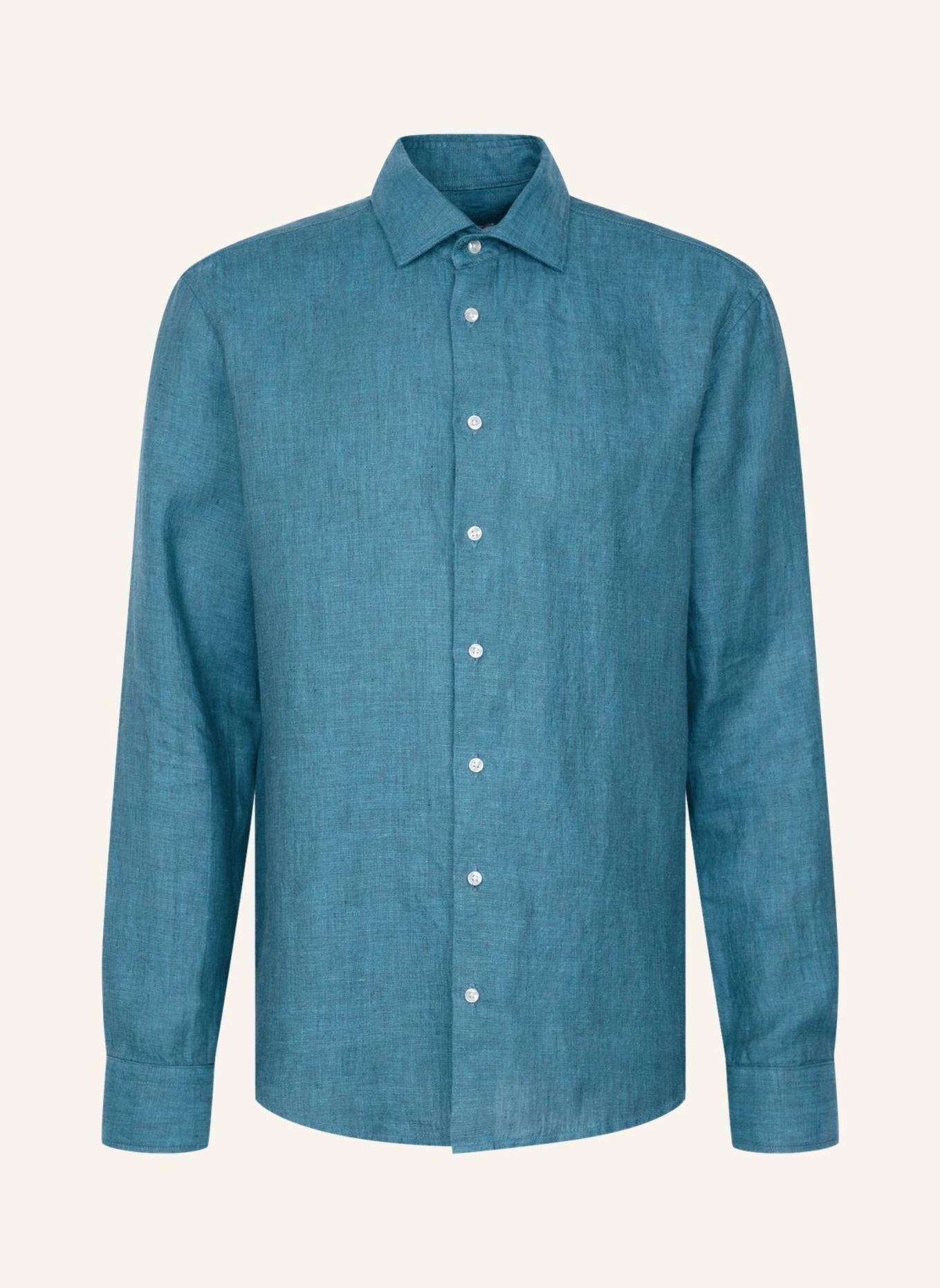 seidensticker Linnen overhemd met normale pasvorm: TURQUOISE