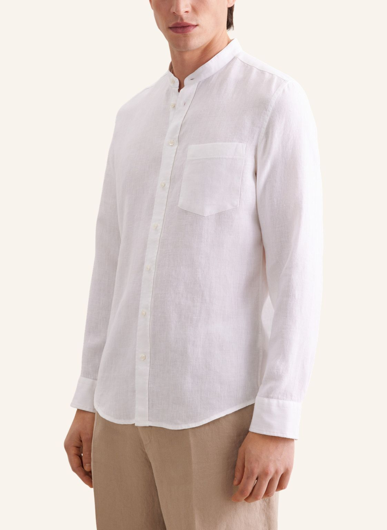 seidensticker Slim-fit linen shirt: WHITE