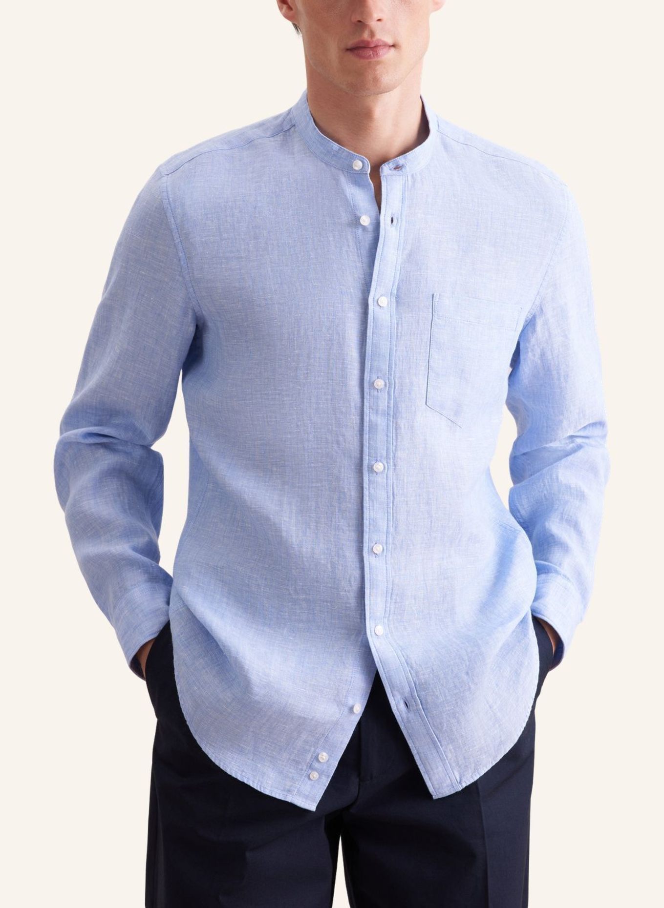 seidensticker Slim-fit linen shirt: BLUE