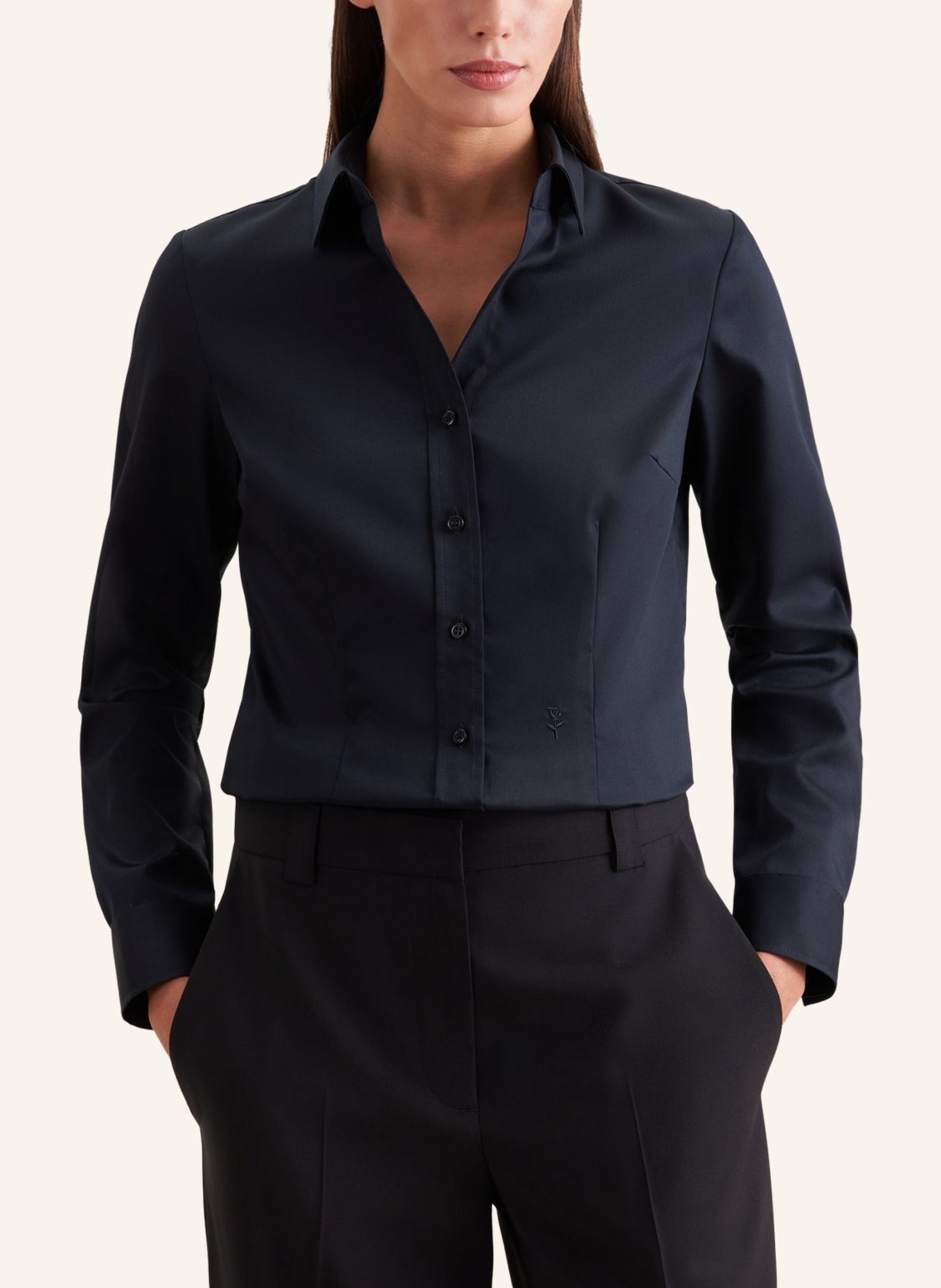 seidensticker overhemdblouse: ZWART