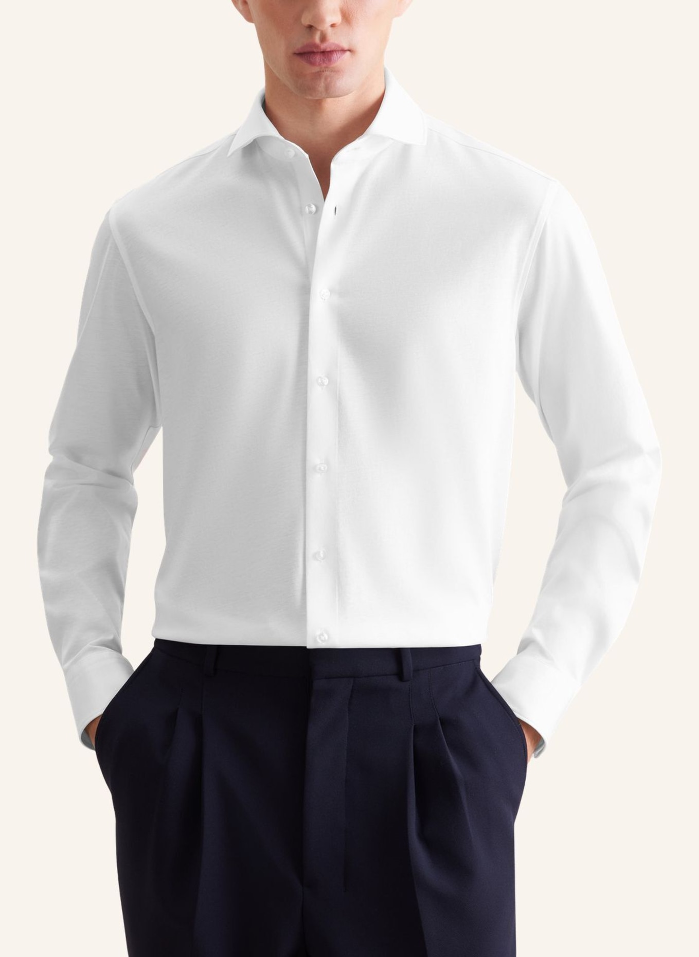seidensticker Regular-Fit Jersey Shirt: WHITE