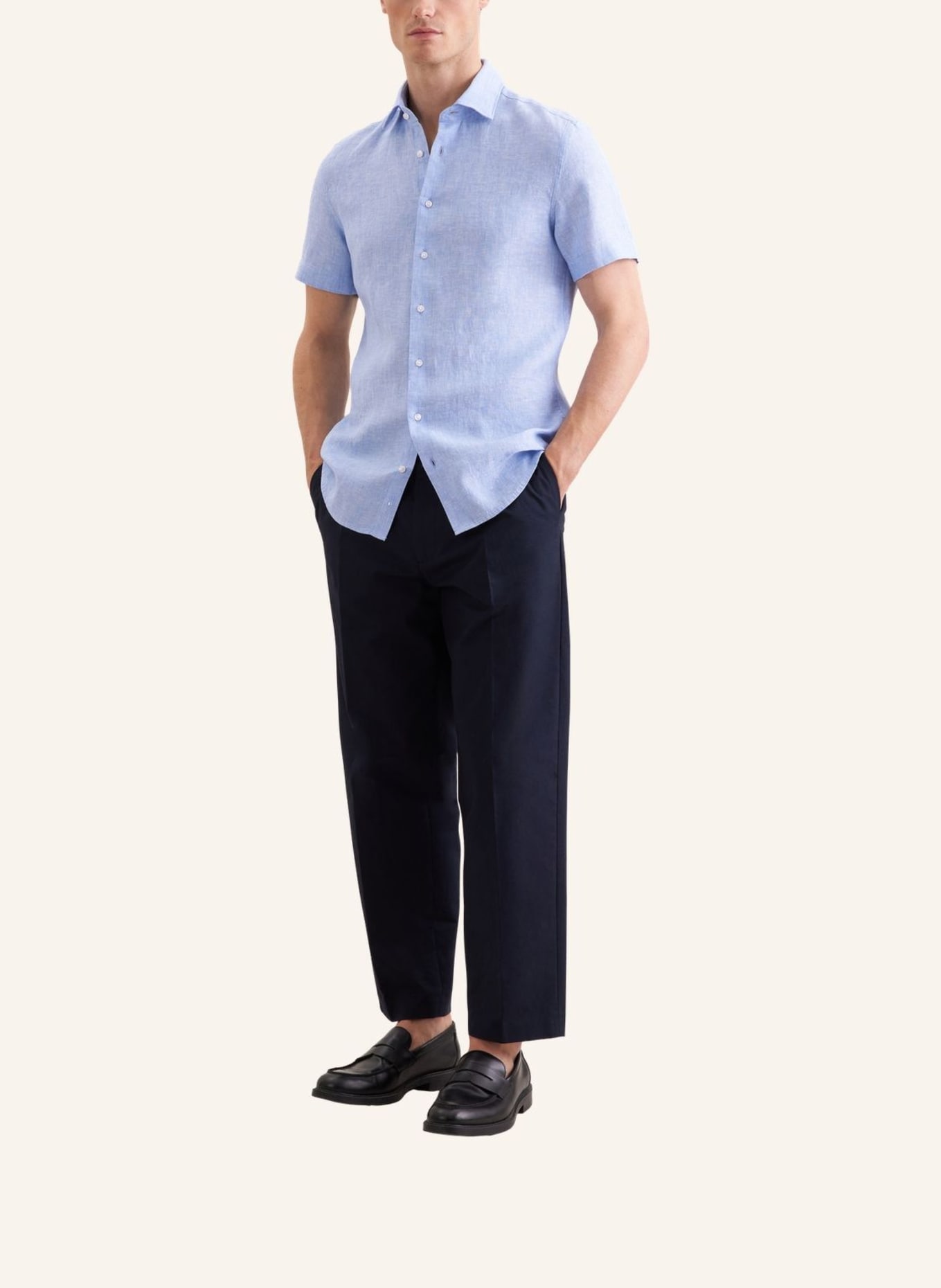seidensticker Linnen overhemd, slim fit: BLAUW