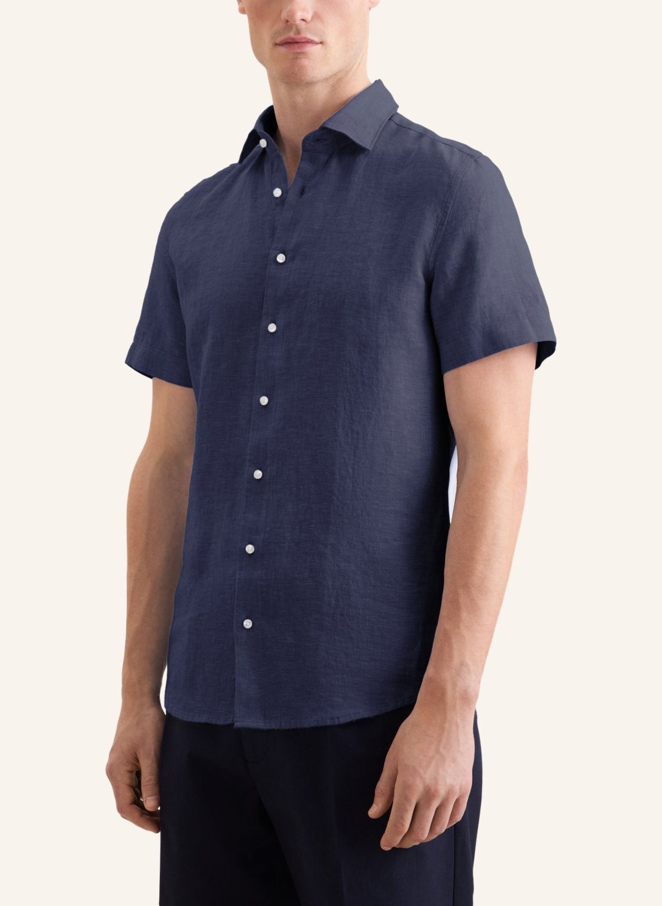 seidensticker Slim-fit linen shirt: DARK BLUE