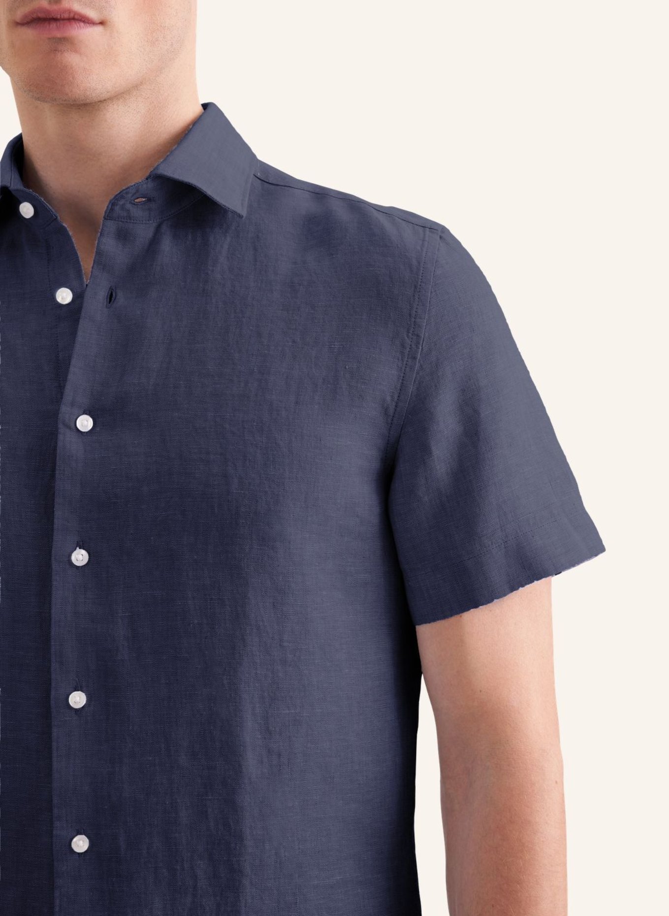 seidensticker Slim-fit linen shirt: DARK BLUE