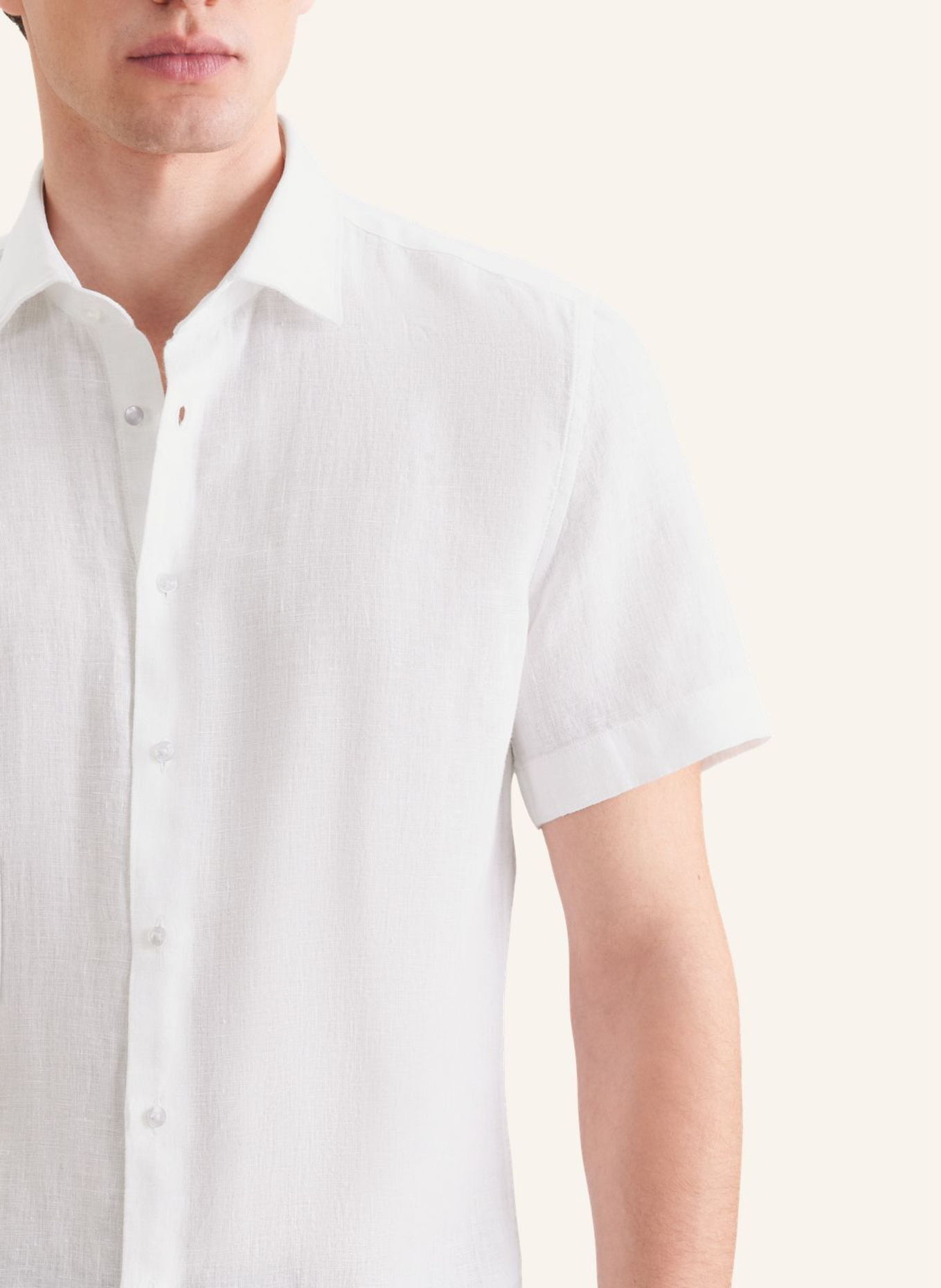 seidensticker Slim-fit linen shirt: WHITE