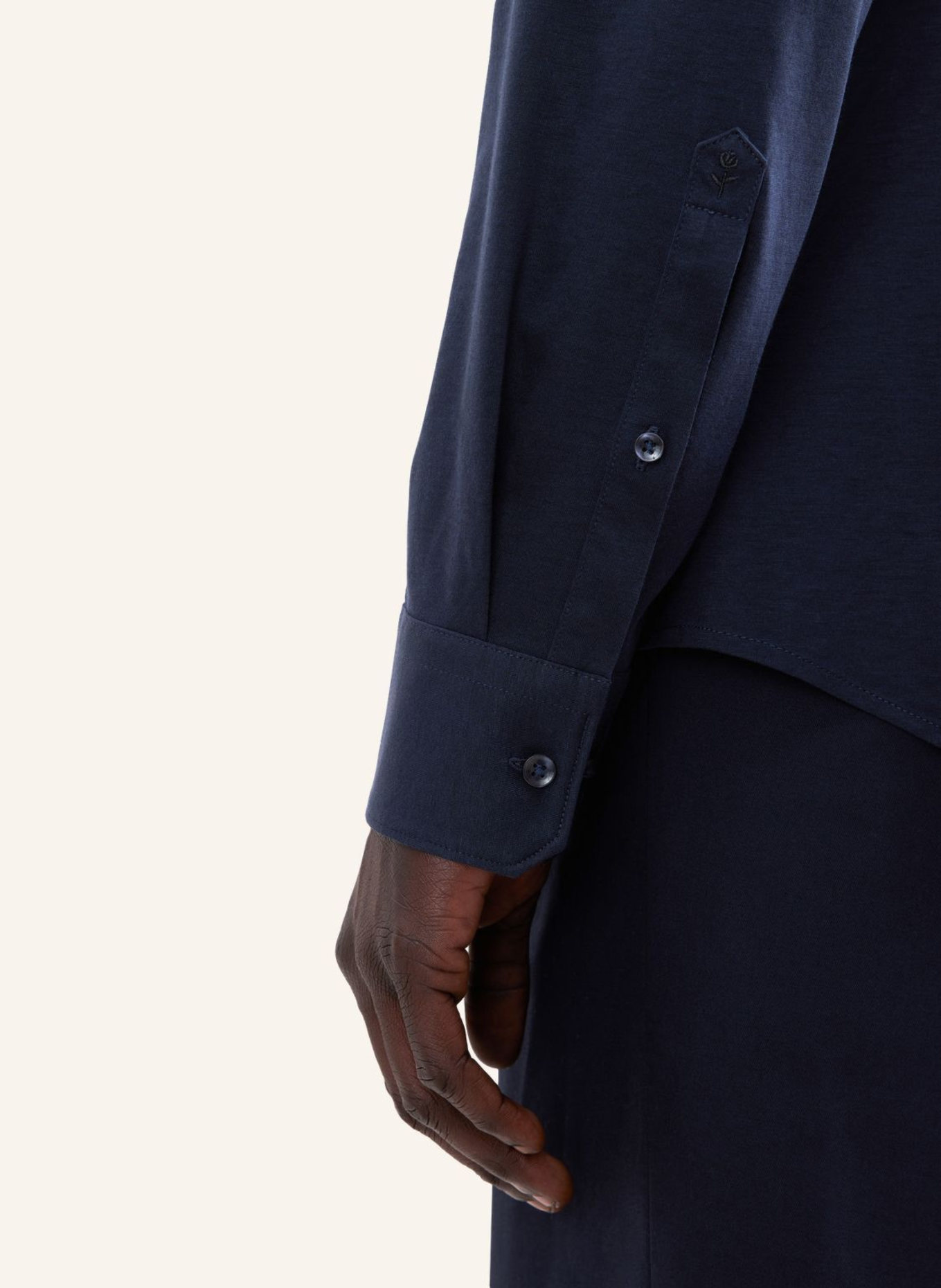 seidensticker Jerseyoverhemd, slim fit: DONKERBLAUW