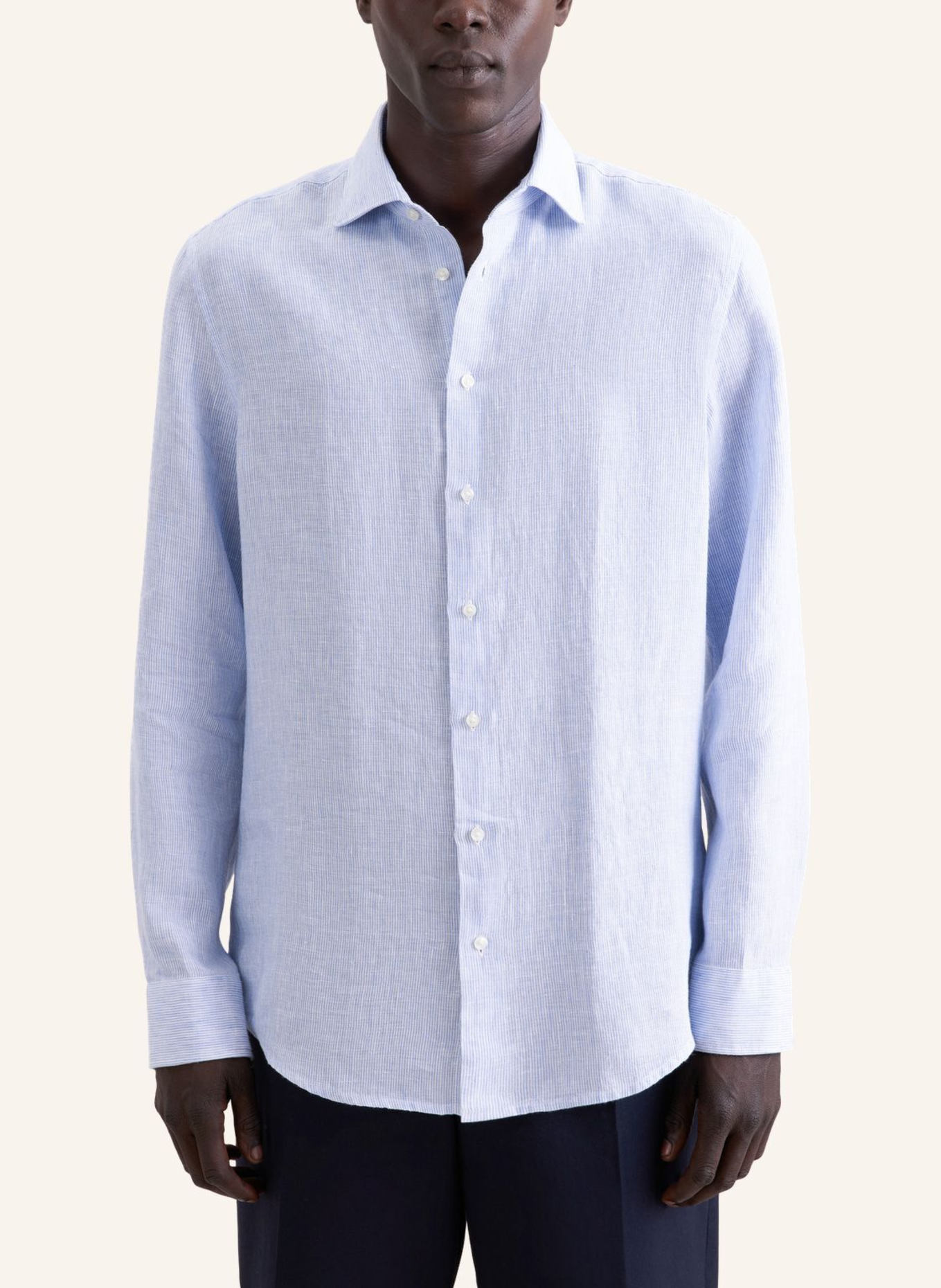seidensticker Linnen overhemd, slim fit: BLAUW