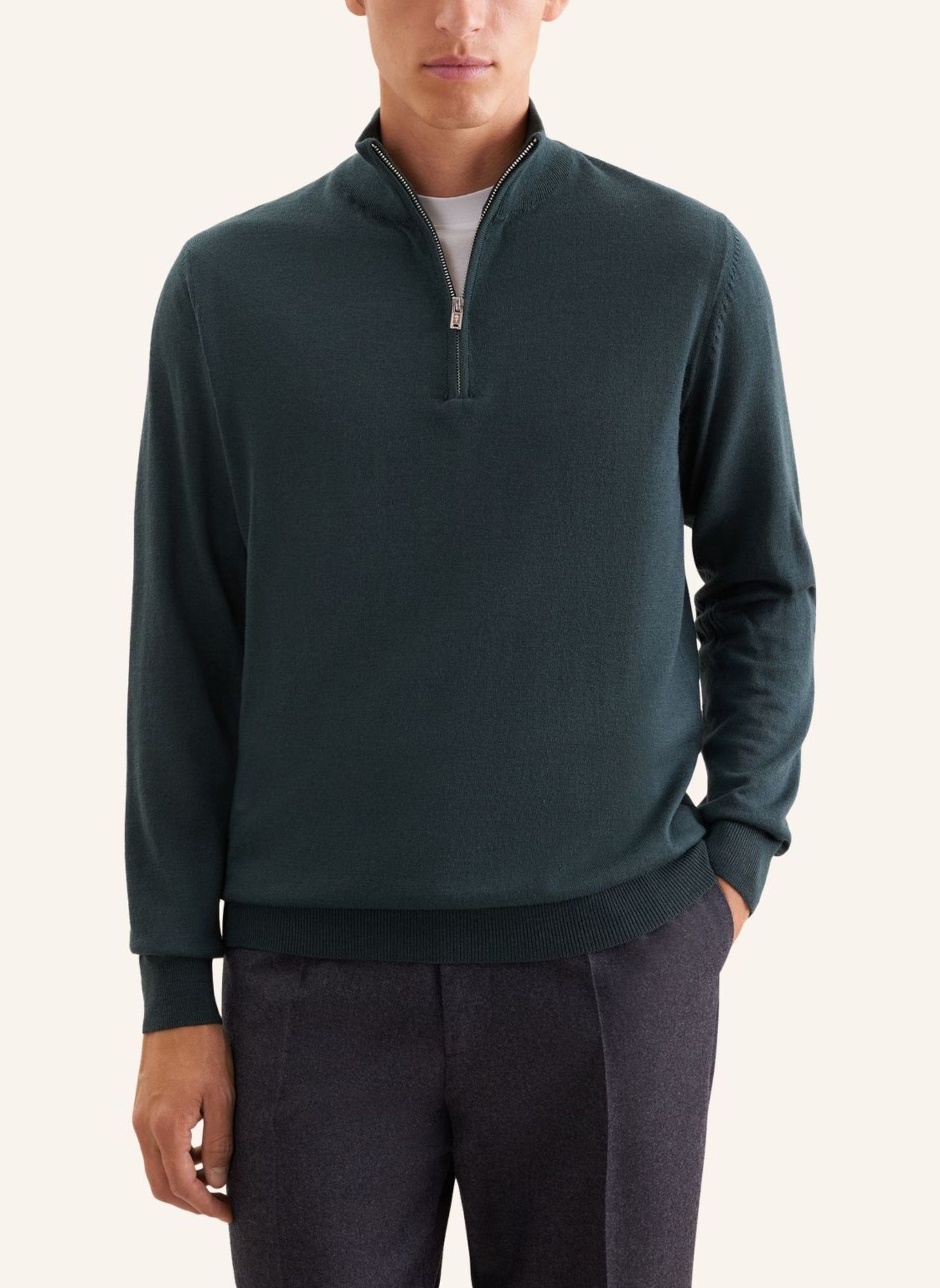 seidensticker Quarter Zip Regular Fit: GROEN