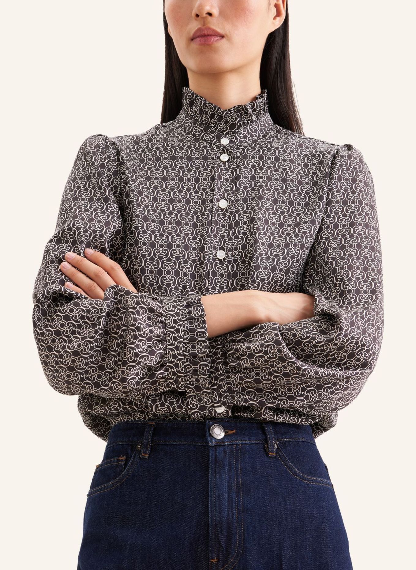 seidensticker Blouse met ruches: BRUIN