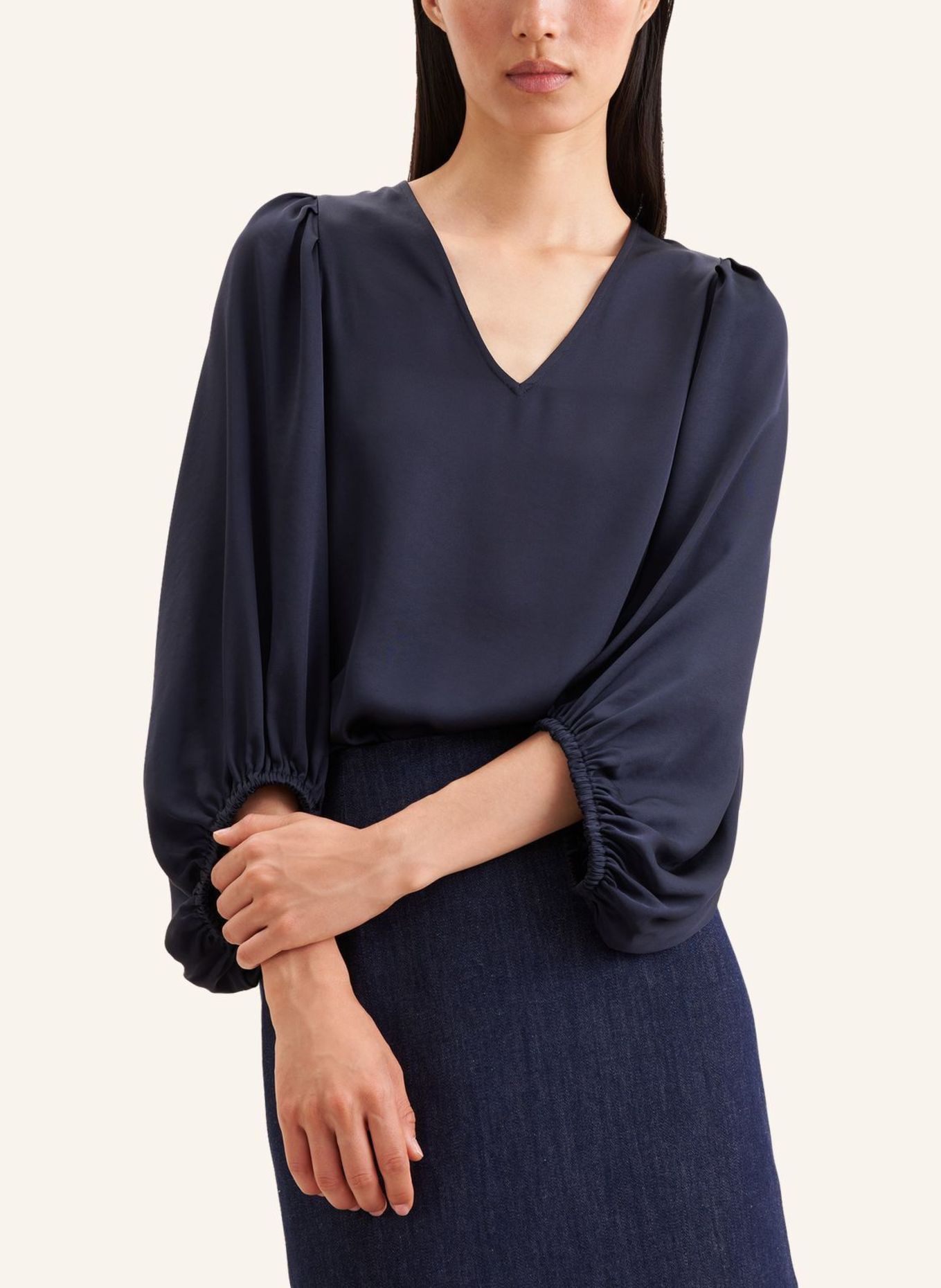 seidensticker Blouse met doorhaling: DONKERBLAUW