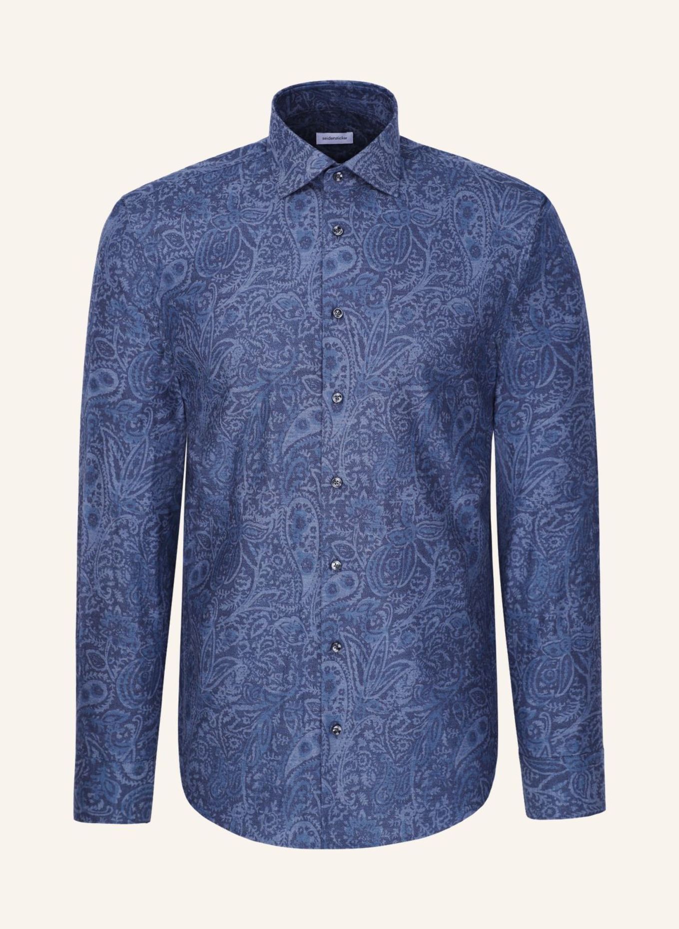 seidensticker Flanellen overhemd Shaped Fit: DONKERBLAUW