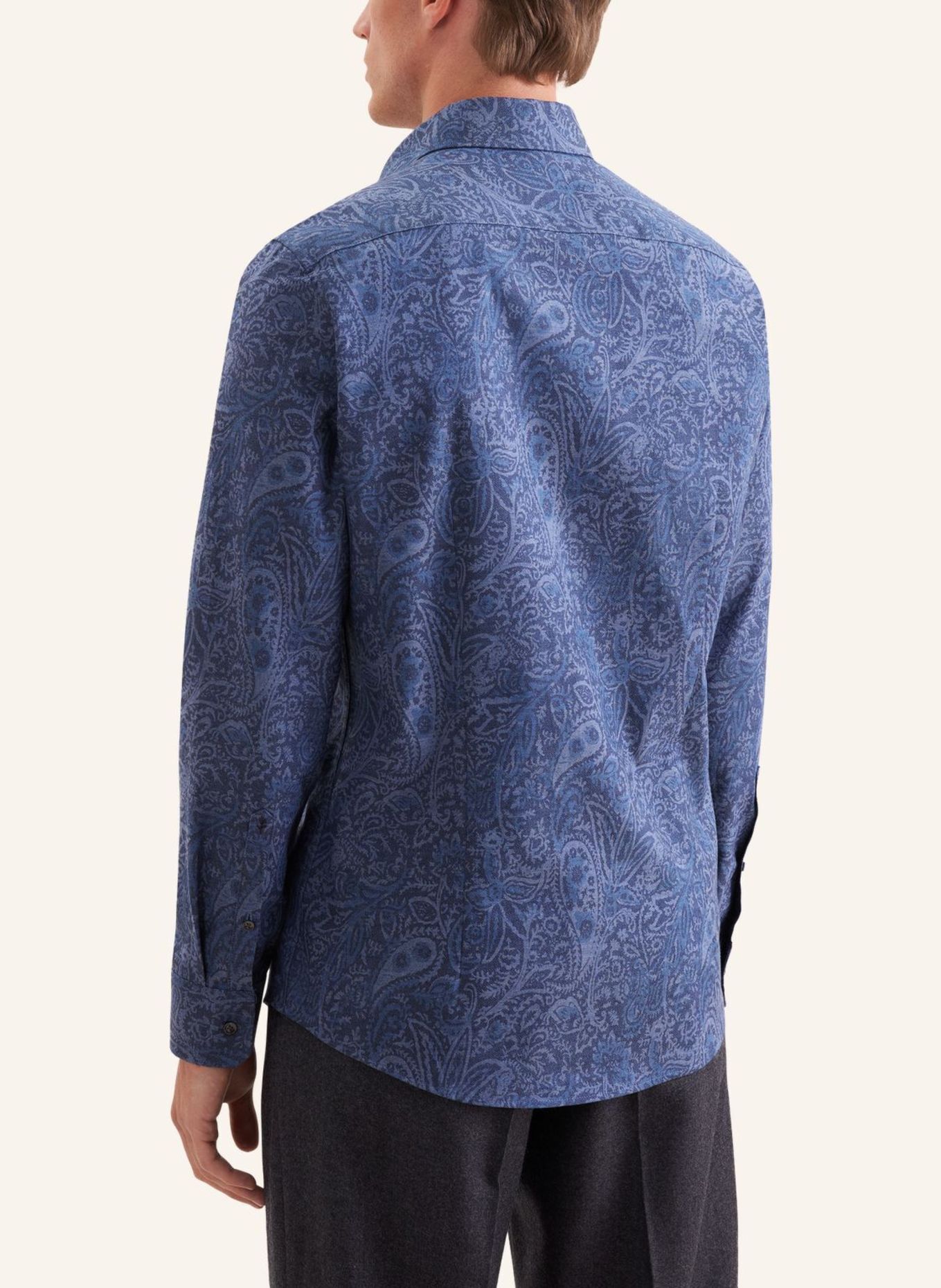 seidensticker Flanellen overhemd, slim fit: DONKERBLAUW