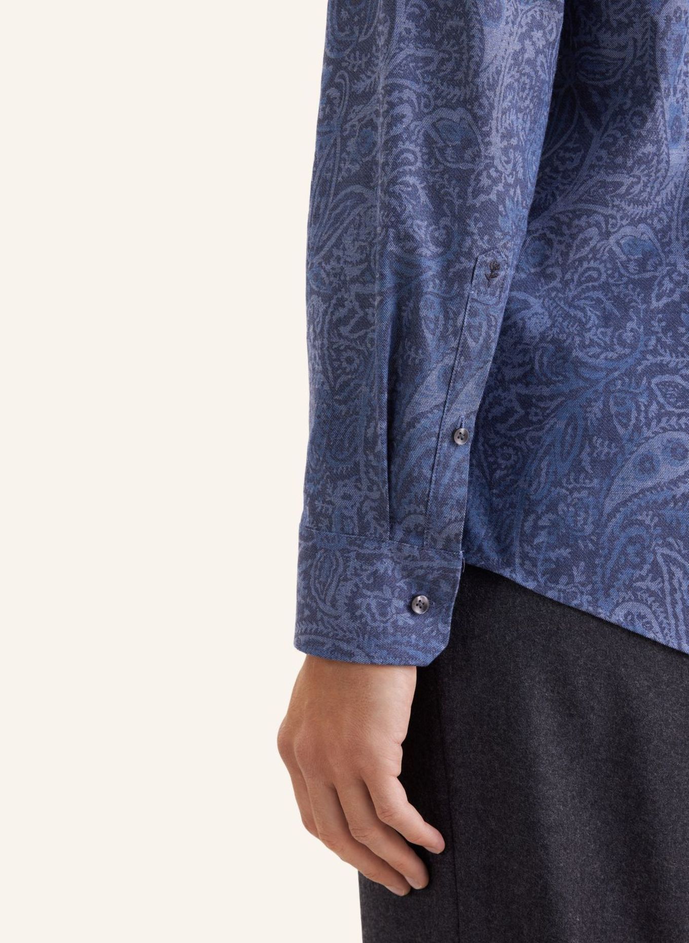 seidensticker Flanellen overhemd, slim fit: DONKERBLAUW