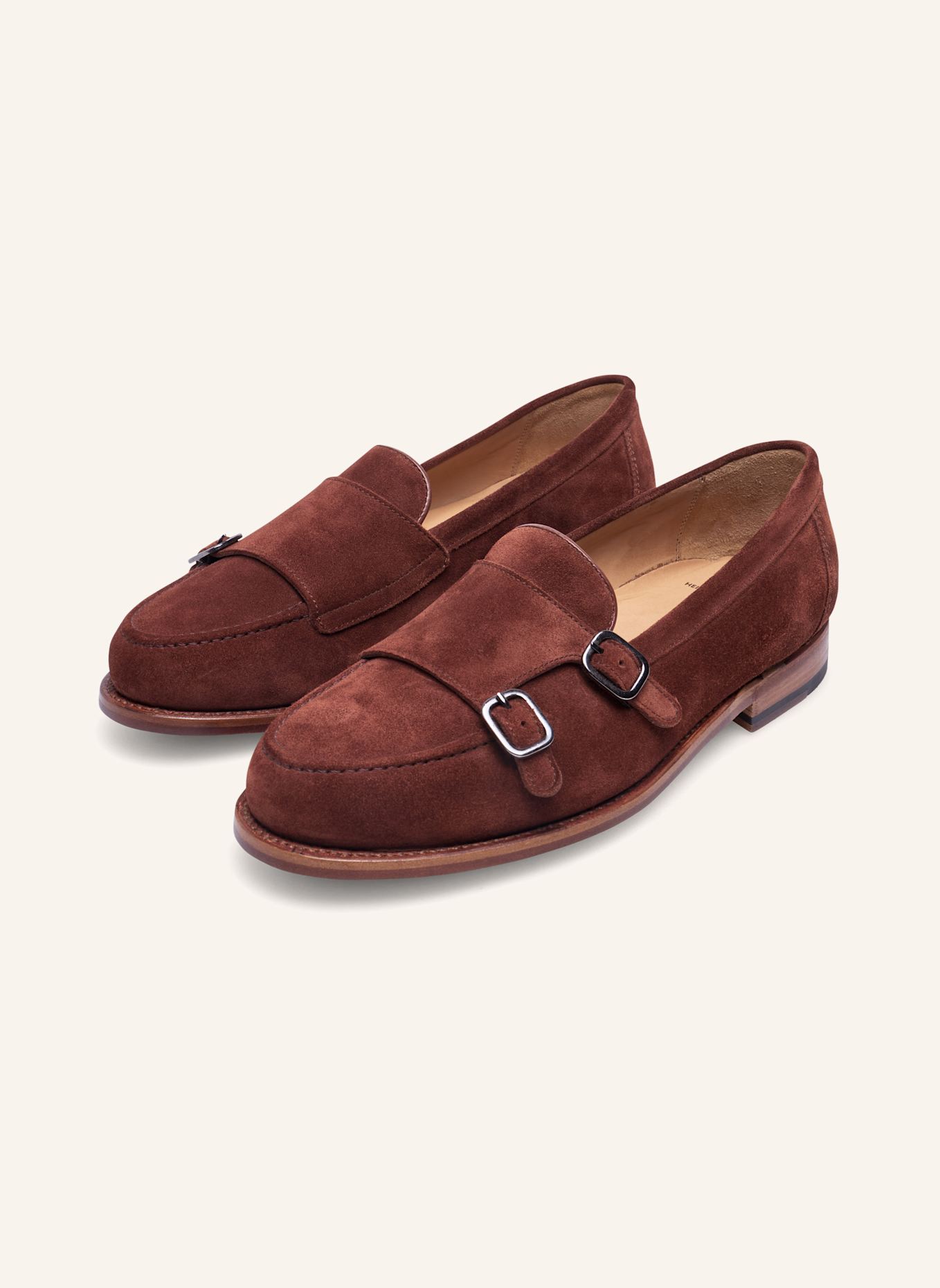 HEINRICH DINKELACKER Loafer WIEN DOUBLE MONK V: BRAUN/ ROT