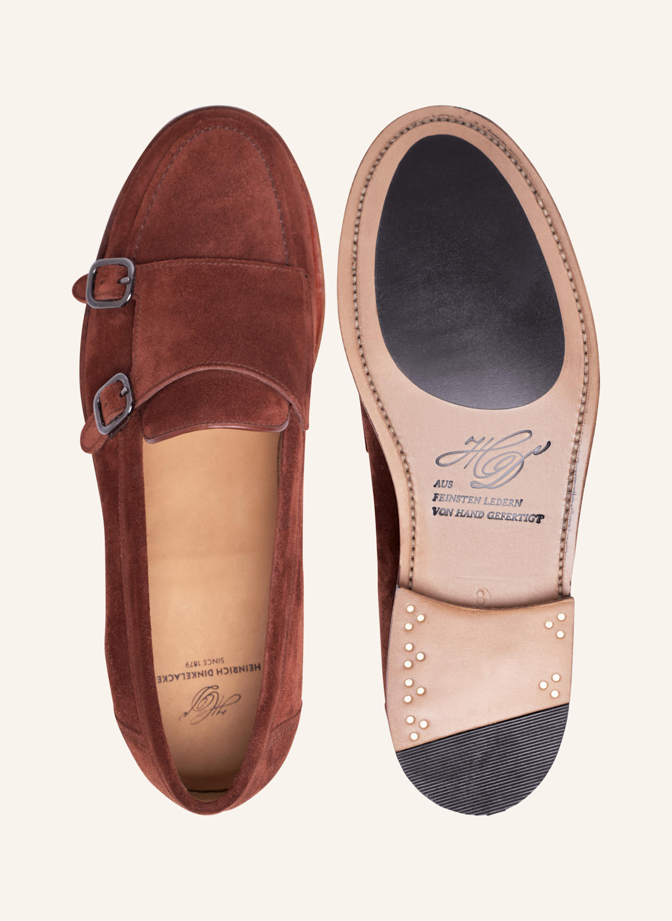 HEINRICH DINKELACKER Loafer WIEN DOUBLE MONK V: BRAUN/ ROT
