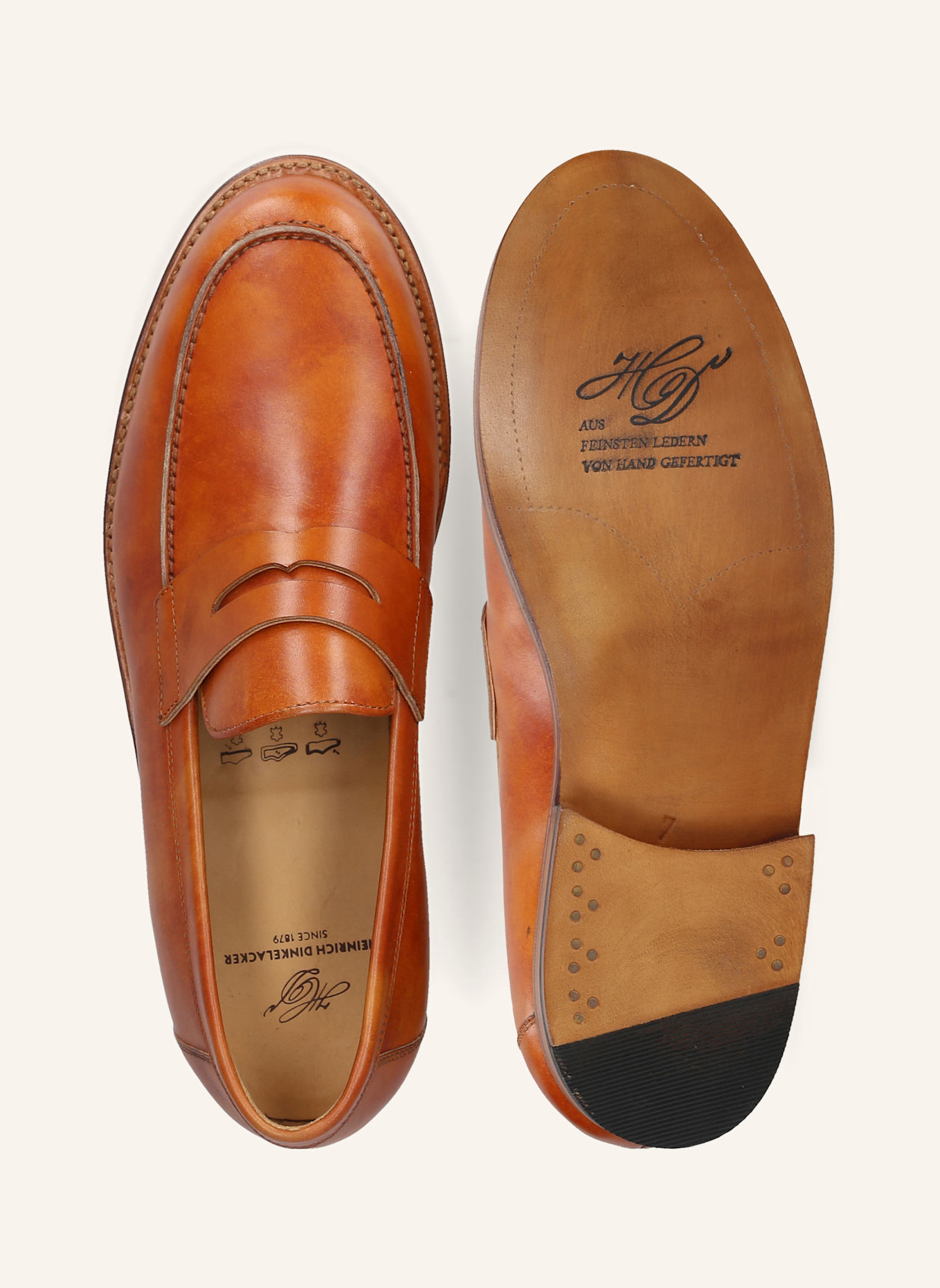 HEINRICH DINKELACKER Slipper WIEN PLAIN TC: COGNAC