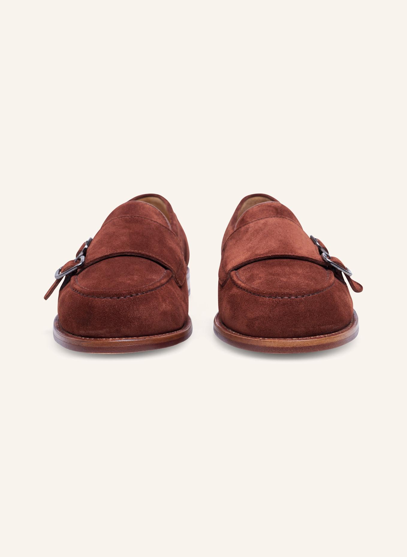 HEINRICH DINKELACKER Loafer WIEN DOUBLE MONK V: BRAUN/ ROT