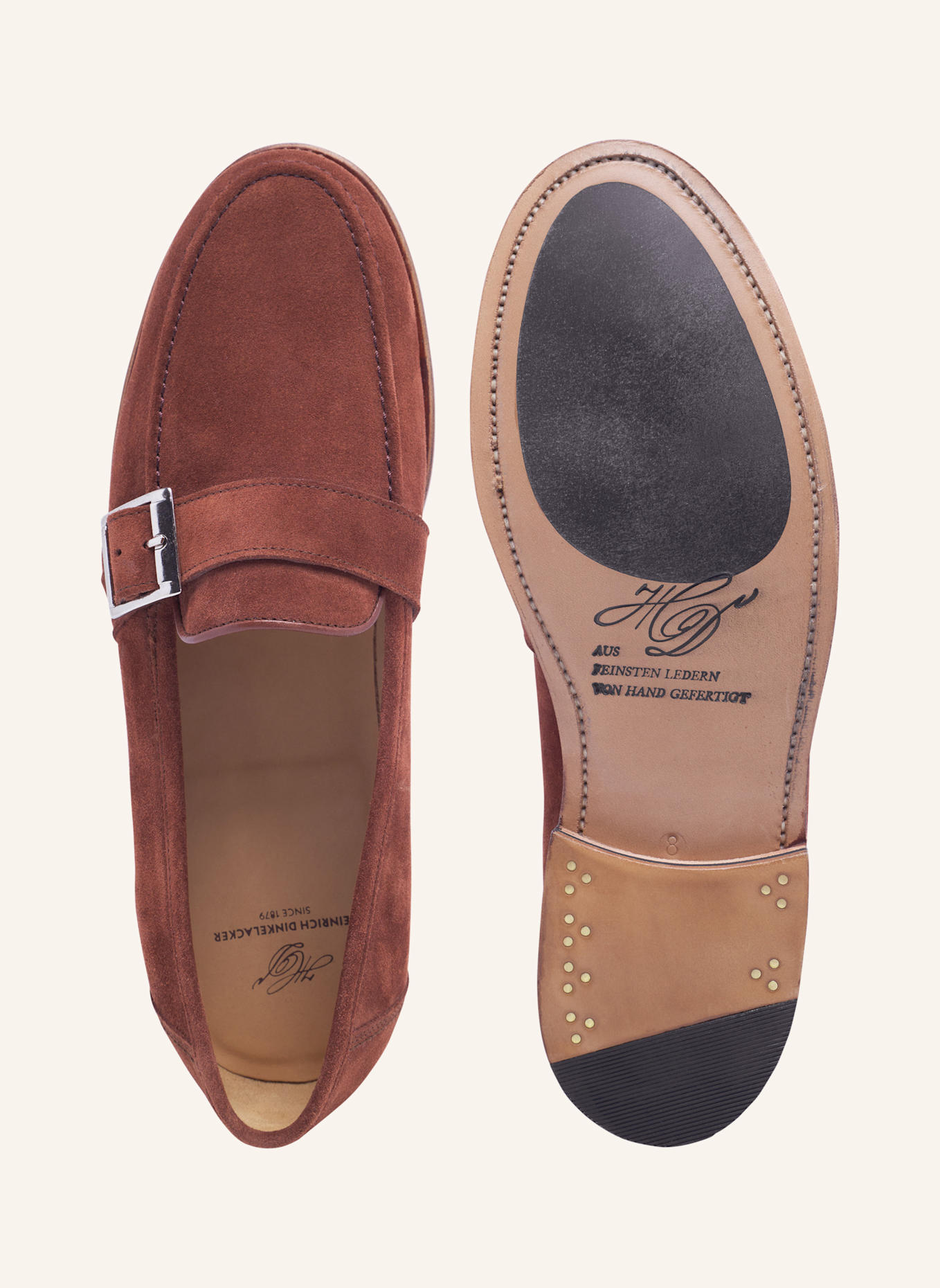 HEINRICH DINKELACKER Loafer WIEN SINGLE MONK V: BRAUN/ ROT
