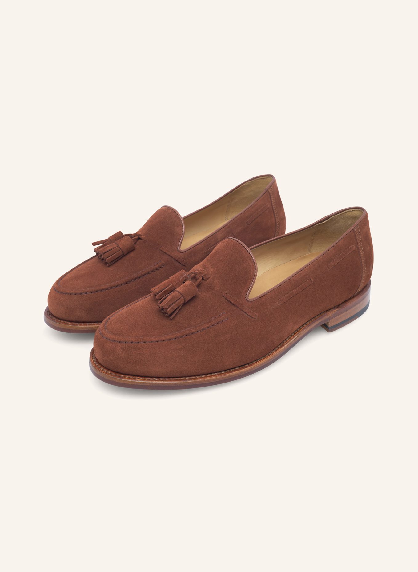 HEINRICH DINKELACKER Loafer WIEN PLAIN TASSEL V: BRAUN/ ROT