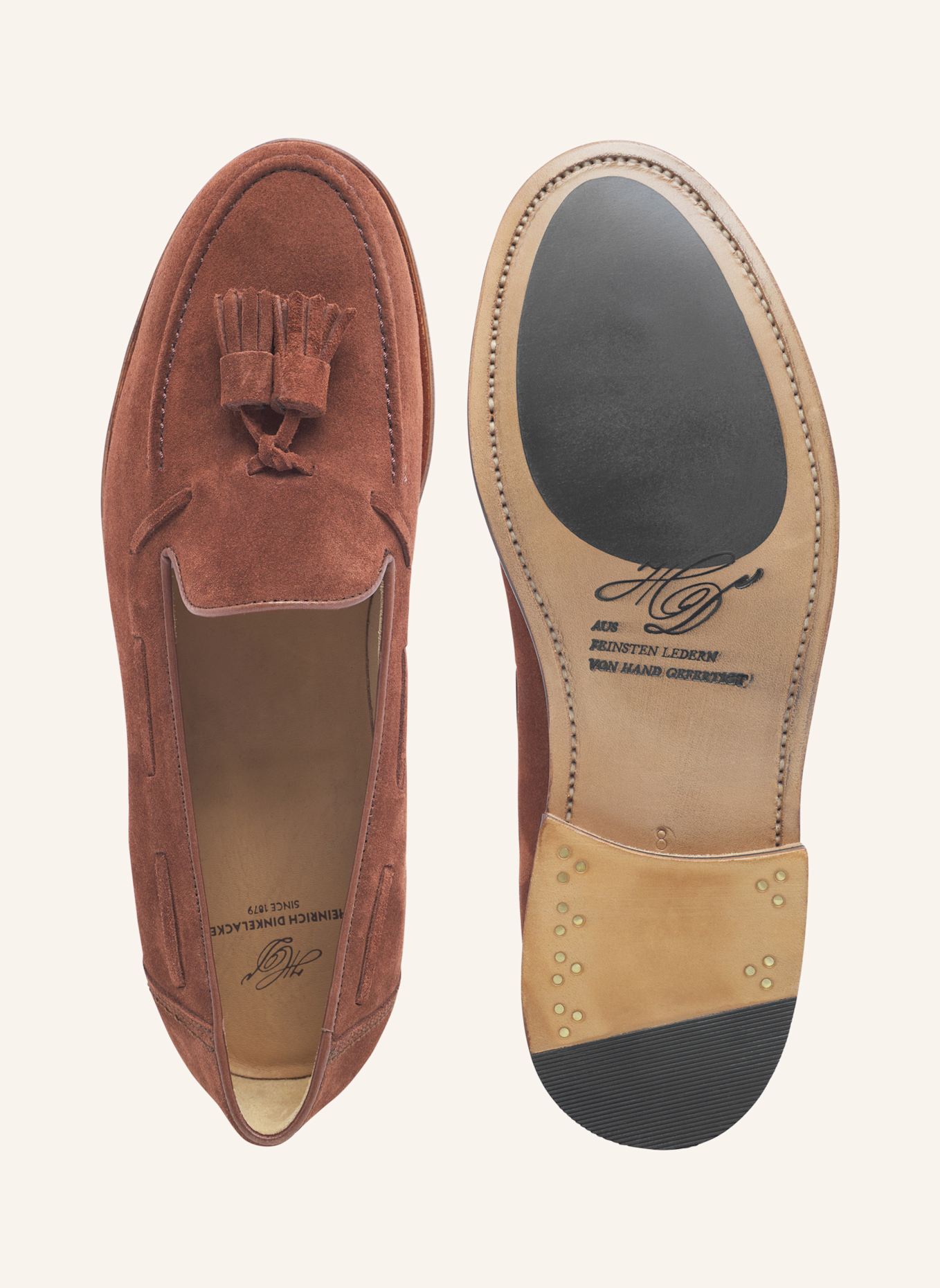 HEINRICH DINKELACKER Loafer WIEN PLAIN TASSEL V: BRAUN/ ROT
