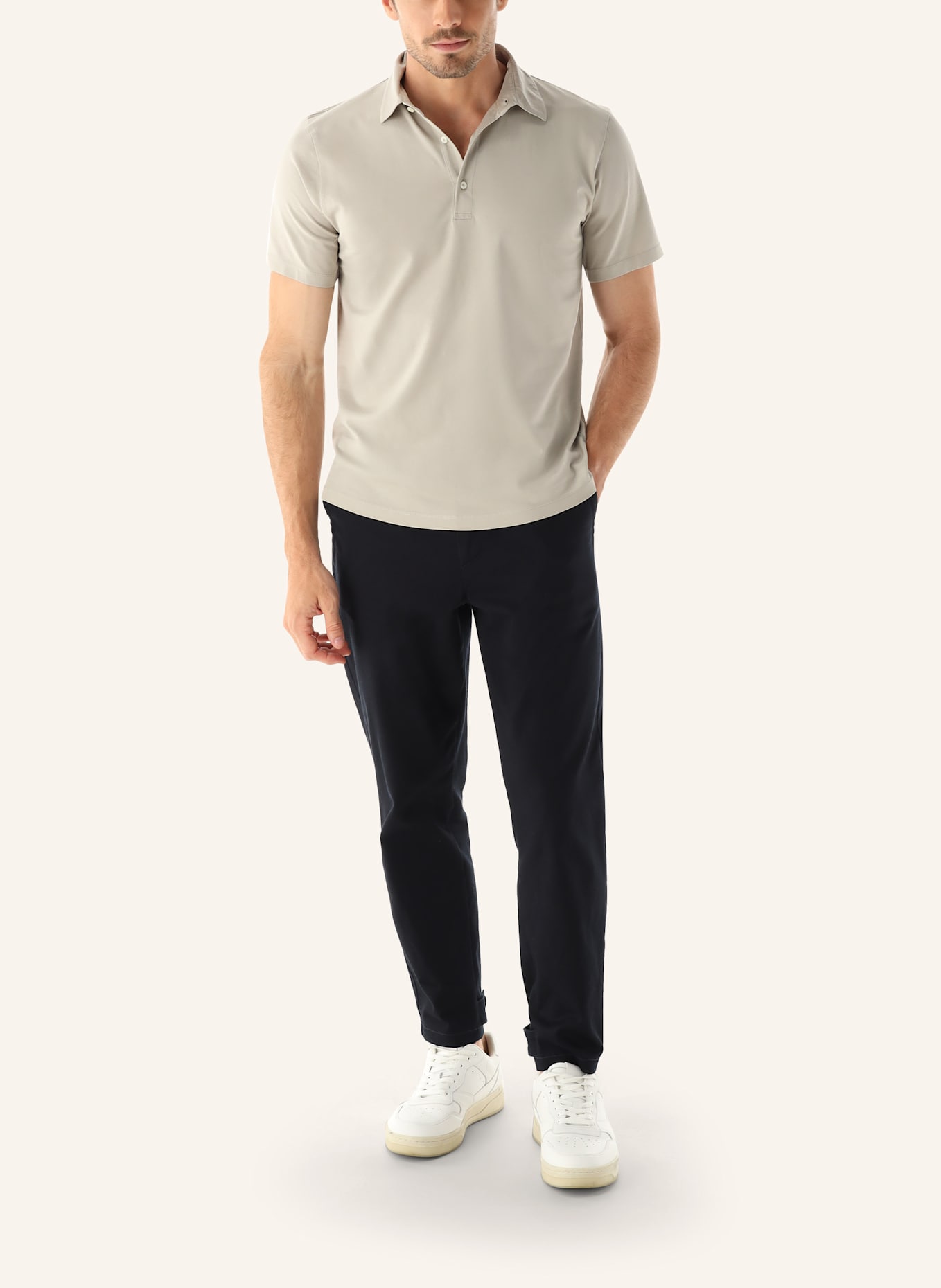 van Laack Hemd Polo: BEIGE/ BRAUN