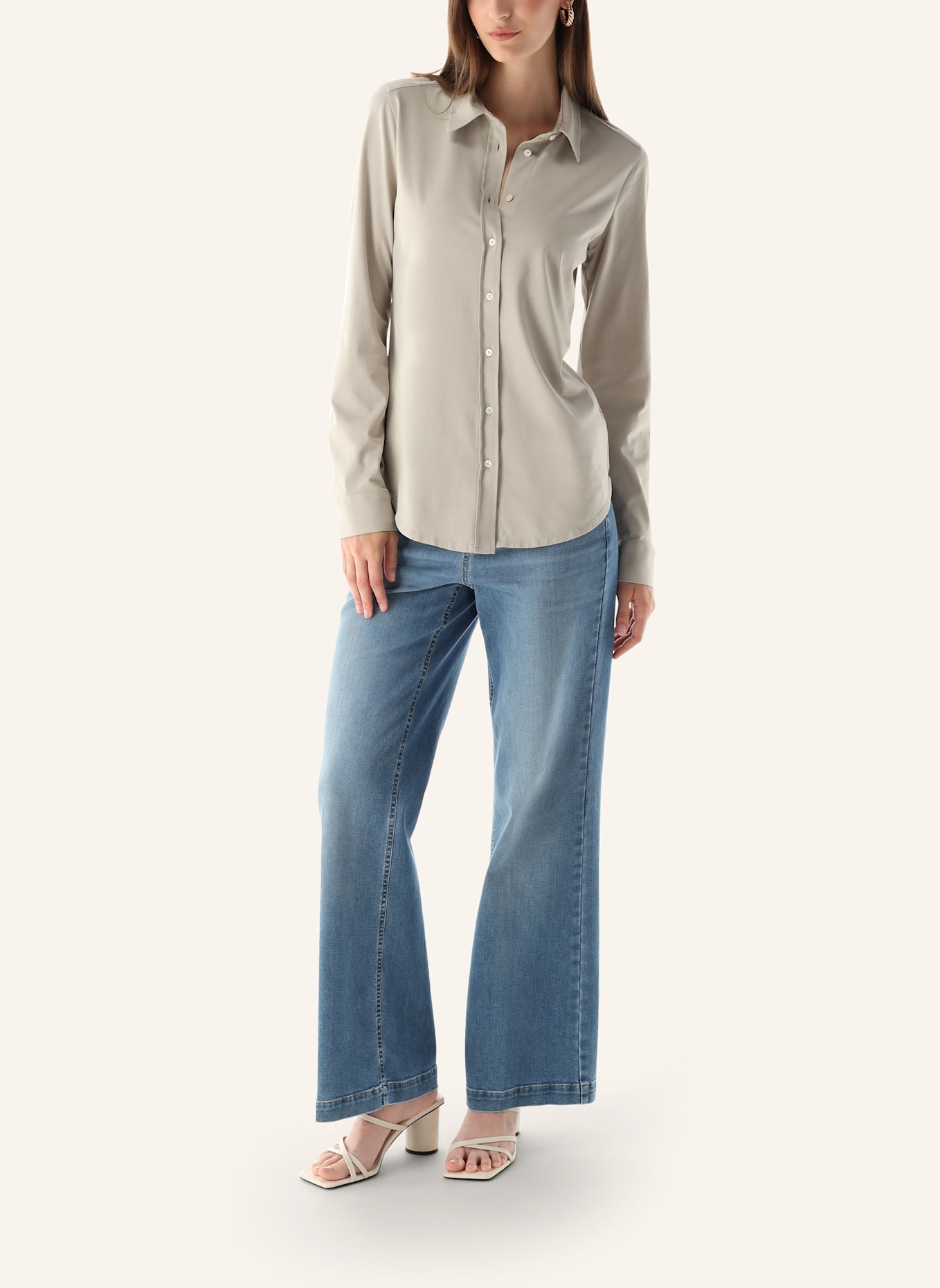 van Laack Bluse Modern Fit: BEIGE/ BRAUN