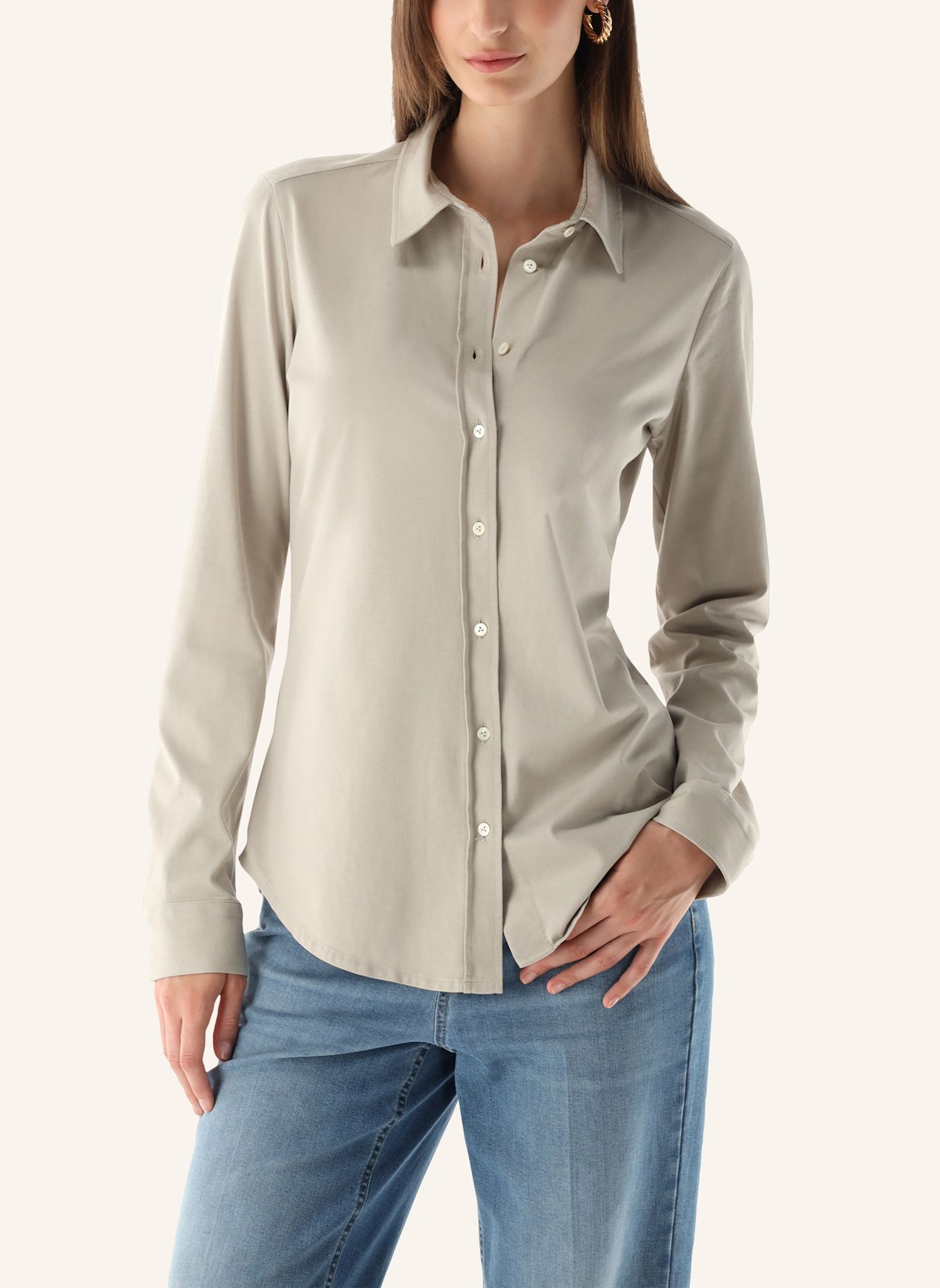 van Laack Bluse Modern Fit: BEIGE/ BRAUN