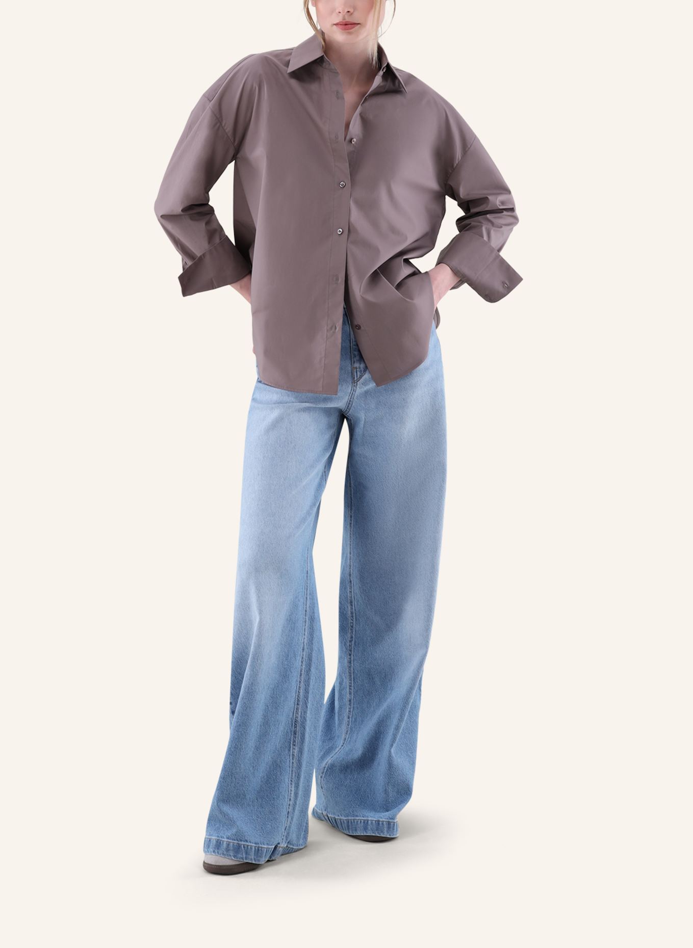 van Laack Bluse Modern Fit: BEIGE/ BRAUN