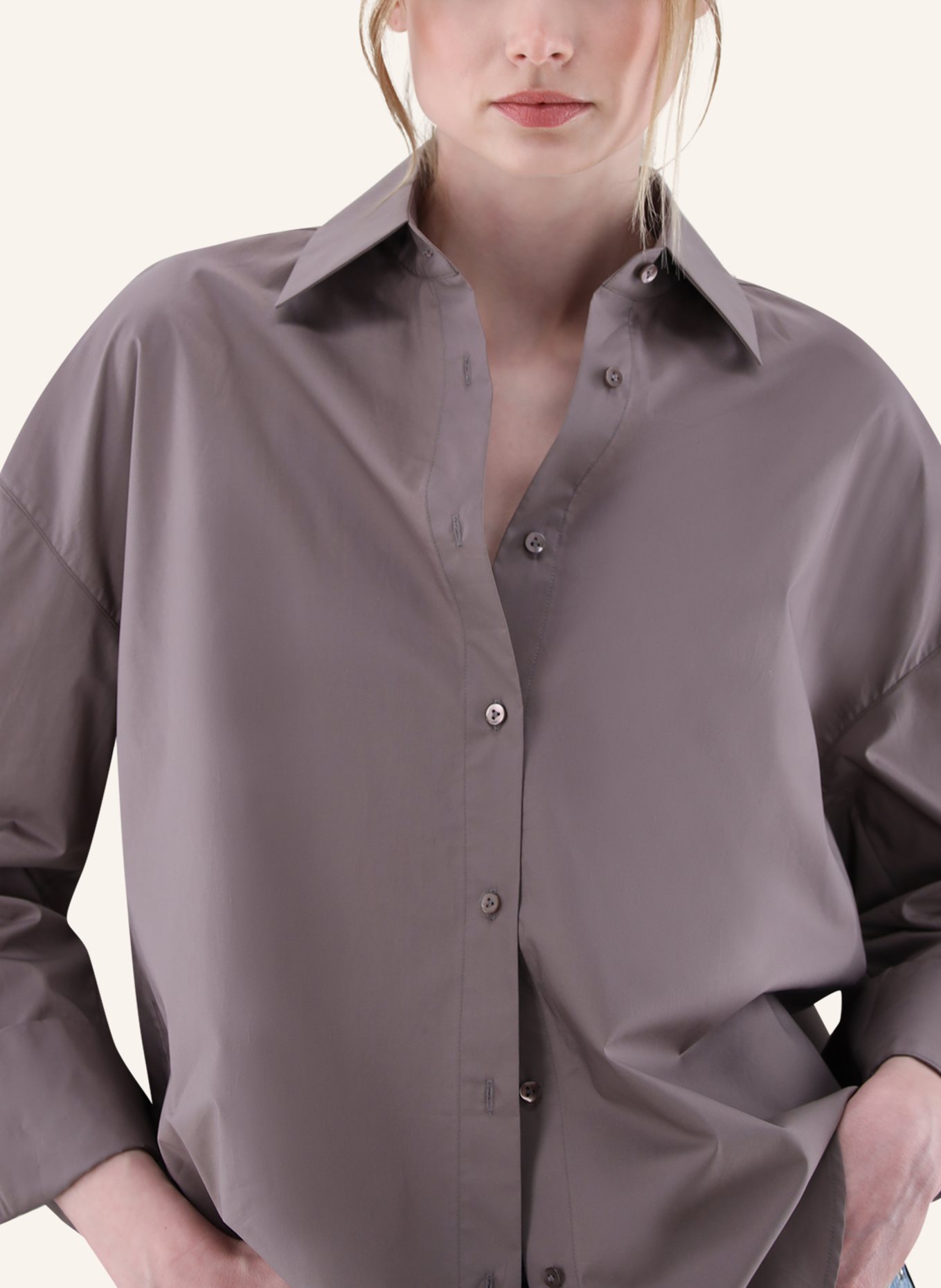 van Laack Bluse Modern Fit: BEIGE/ BRAUN