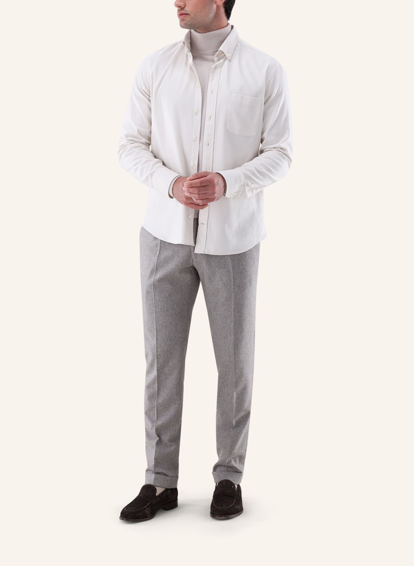 van Laack Hemd Slim Fit: BEIGE/ BRAUN