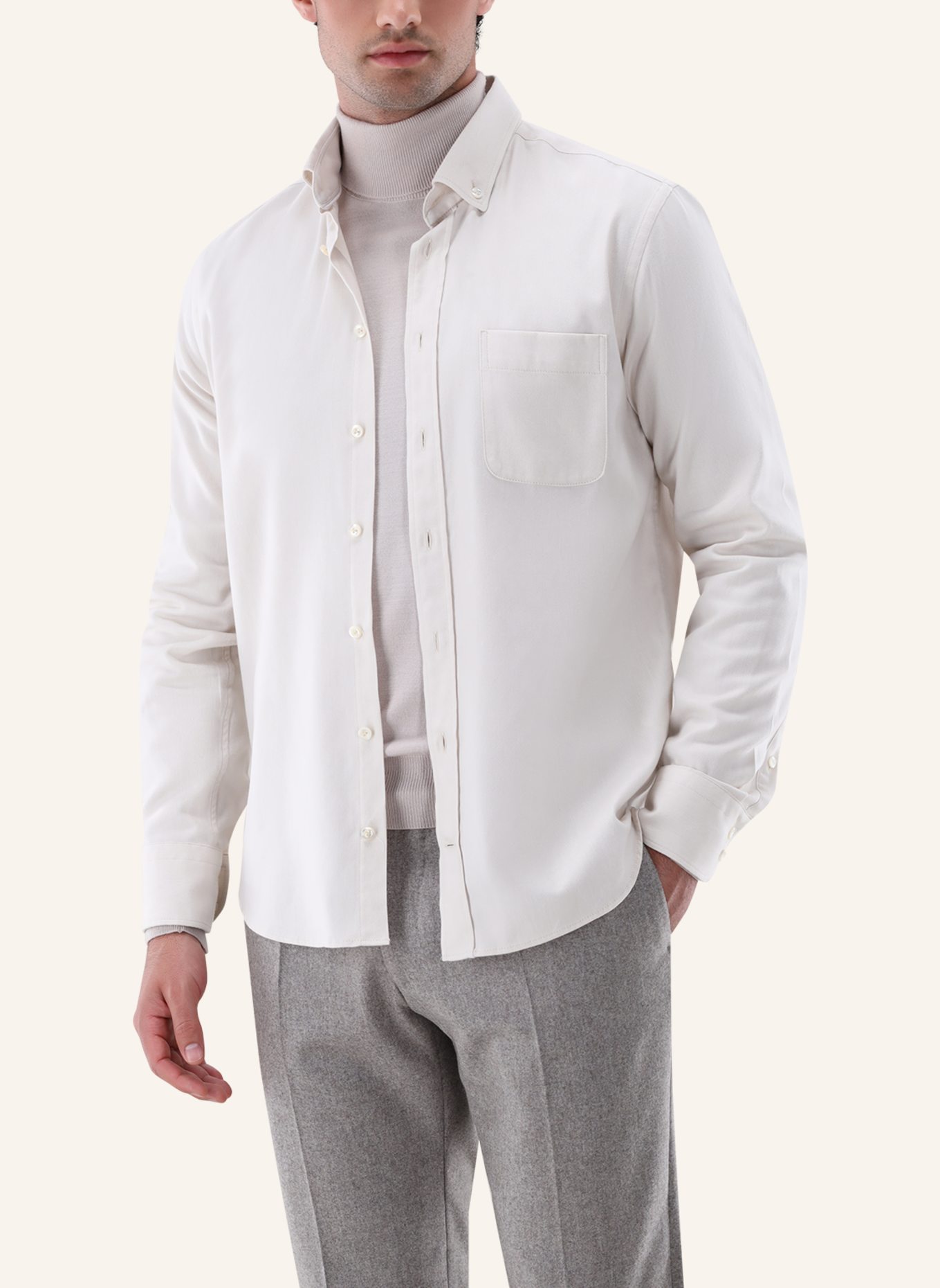 van Laack Hemd Slim Fit: BEIGE/ BRAUN