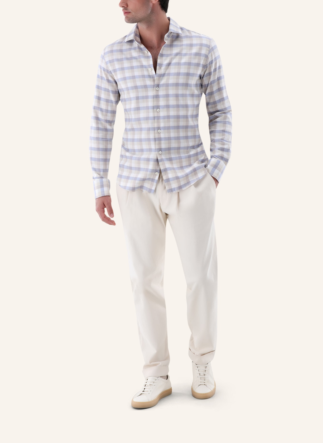 van Laack Hemd Slim Fit: BEIGE/ BRAUN