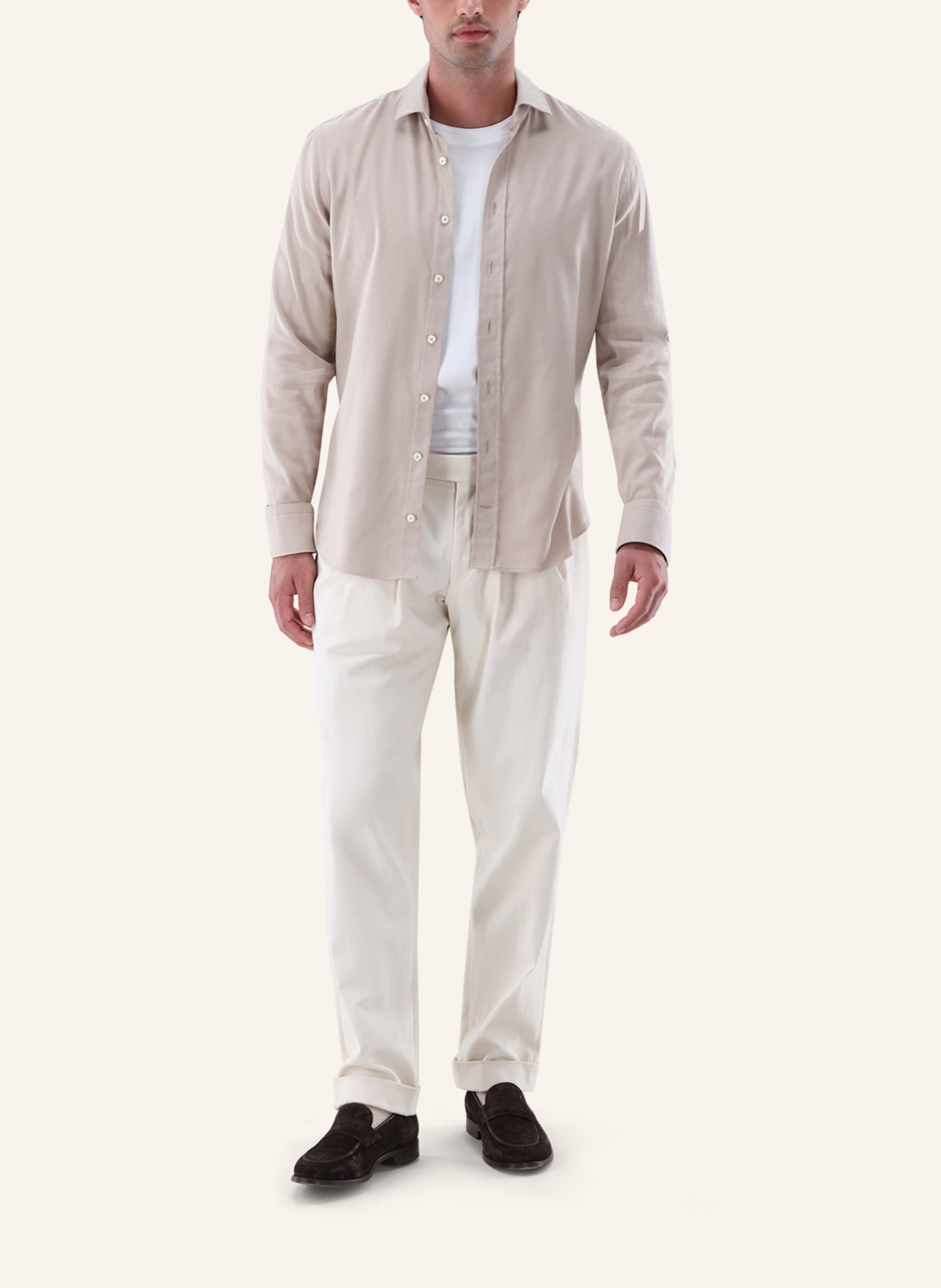 van Laack Hemd Slim Fit: BEIGE/ BRAUN