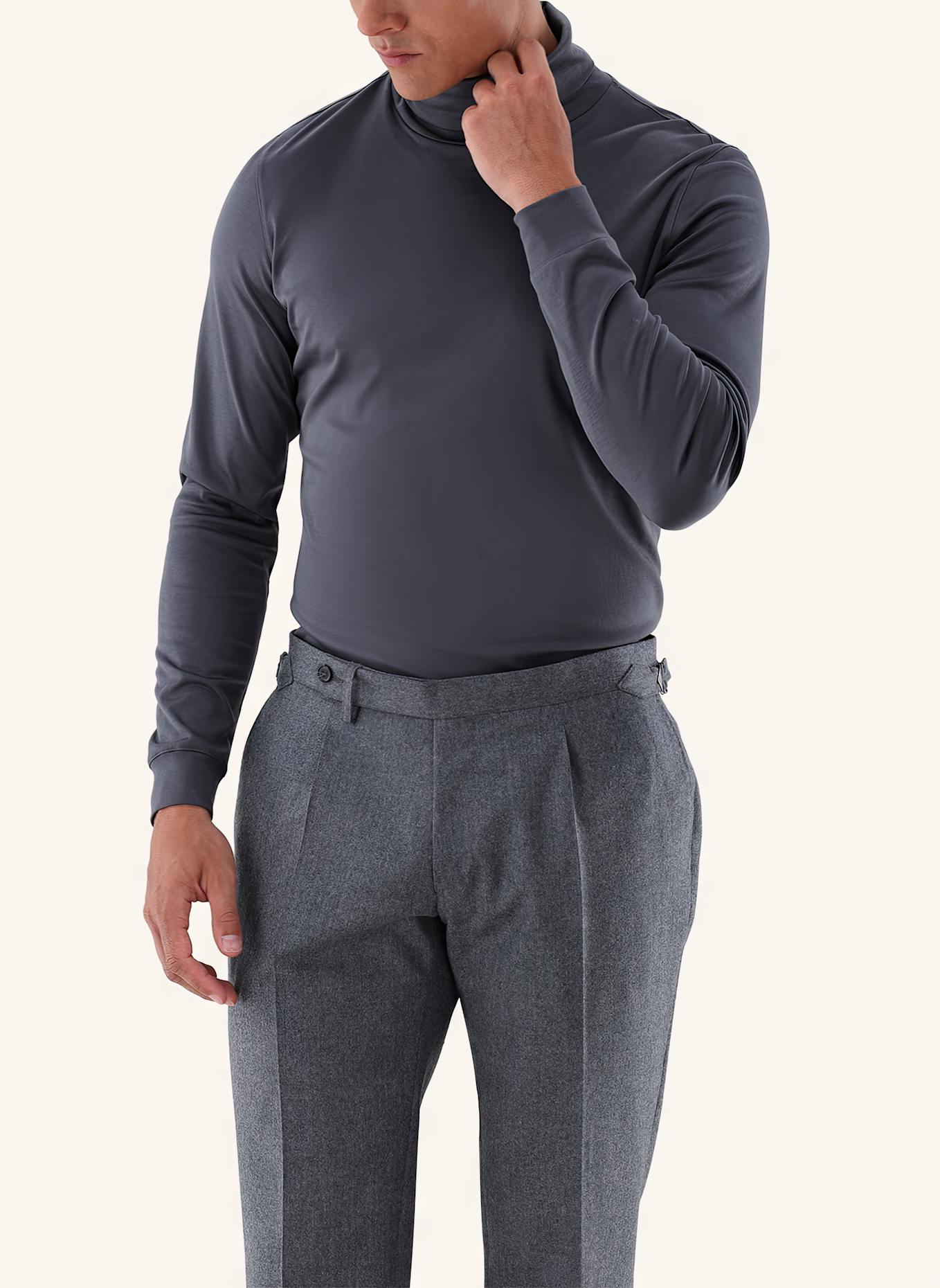 van Laack Longsleeves Polo: GRAU