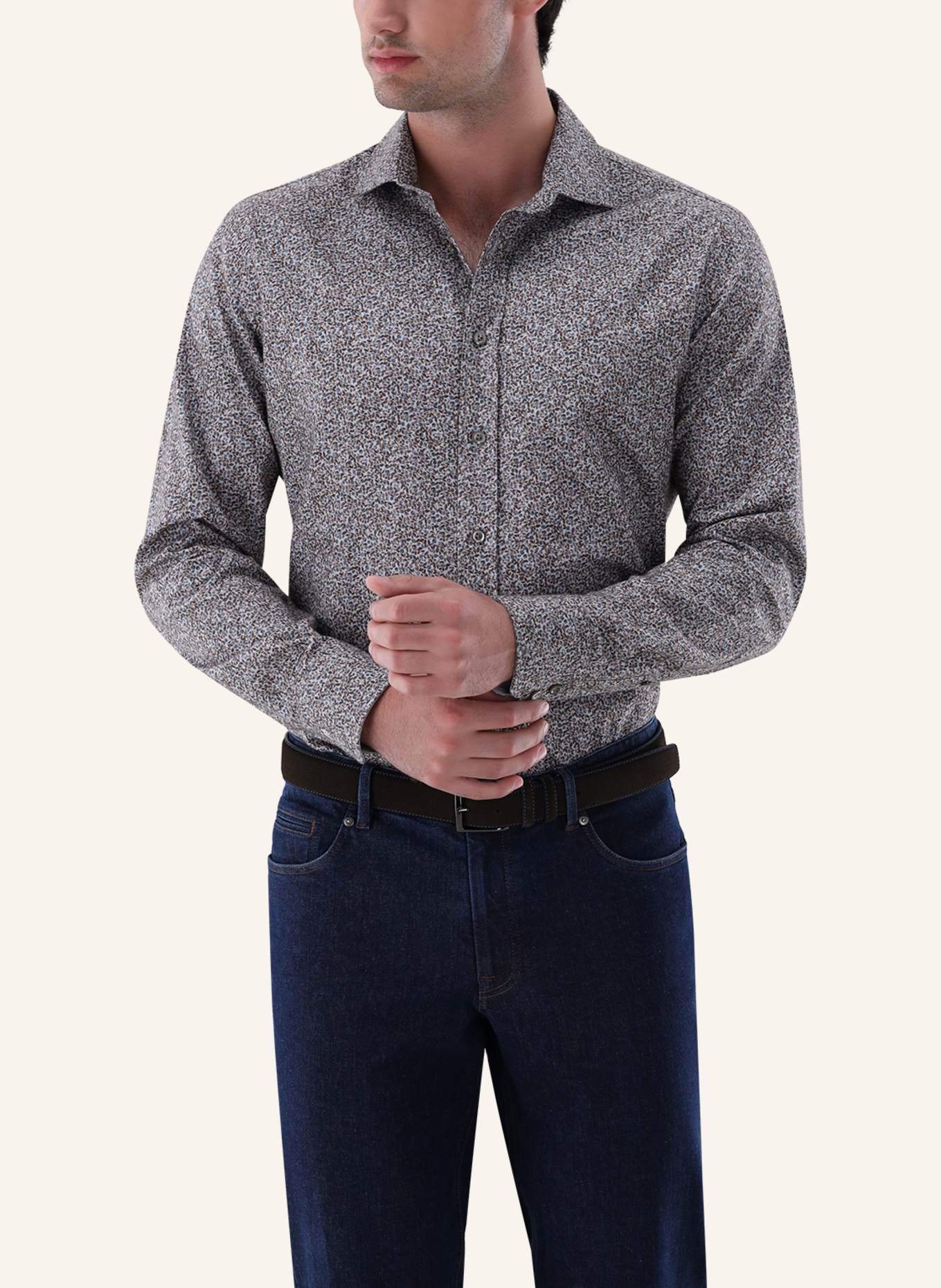 van Laack Hemd Tailor Fit: BEIGE/ BRAUN